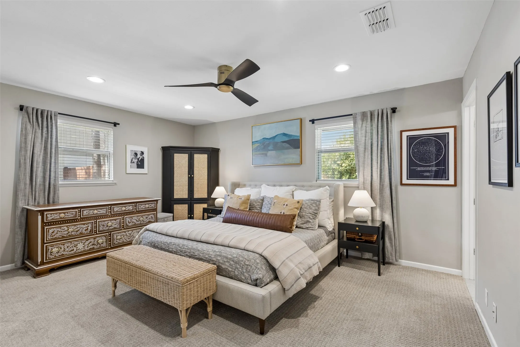 Primary bedroom with ample room for dresser or sitting area