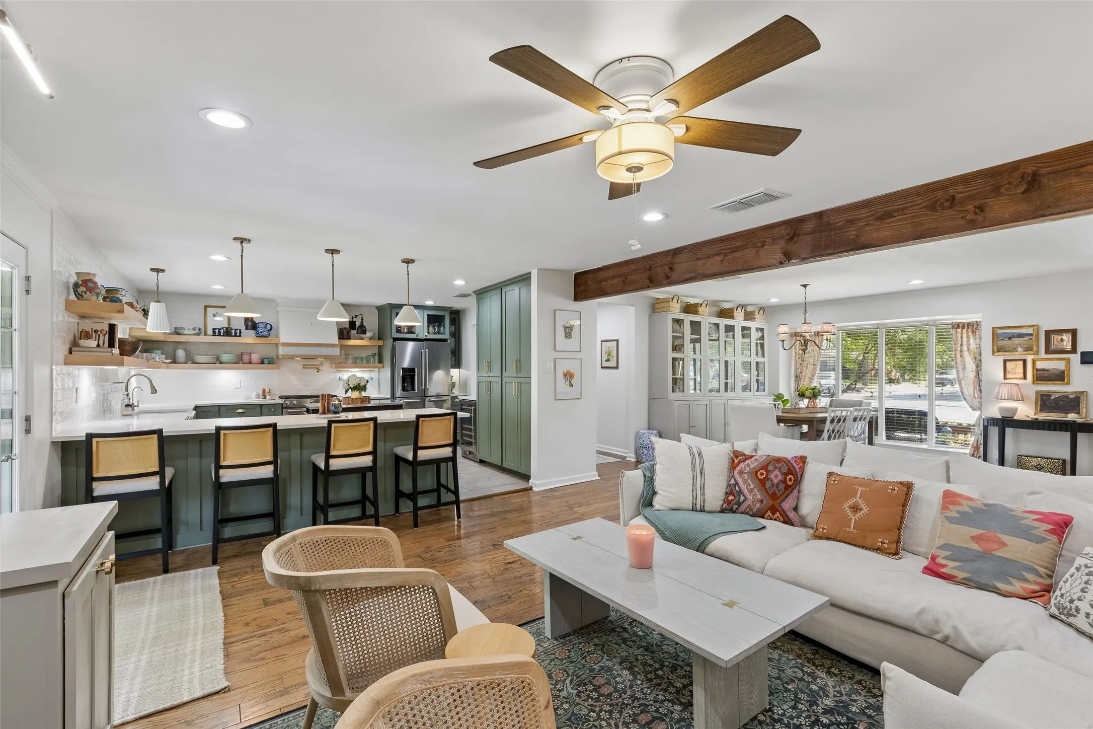 View from living room to kitchen.