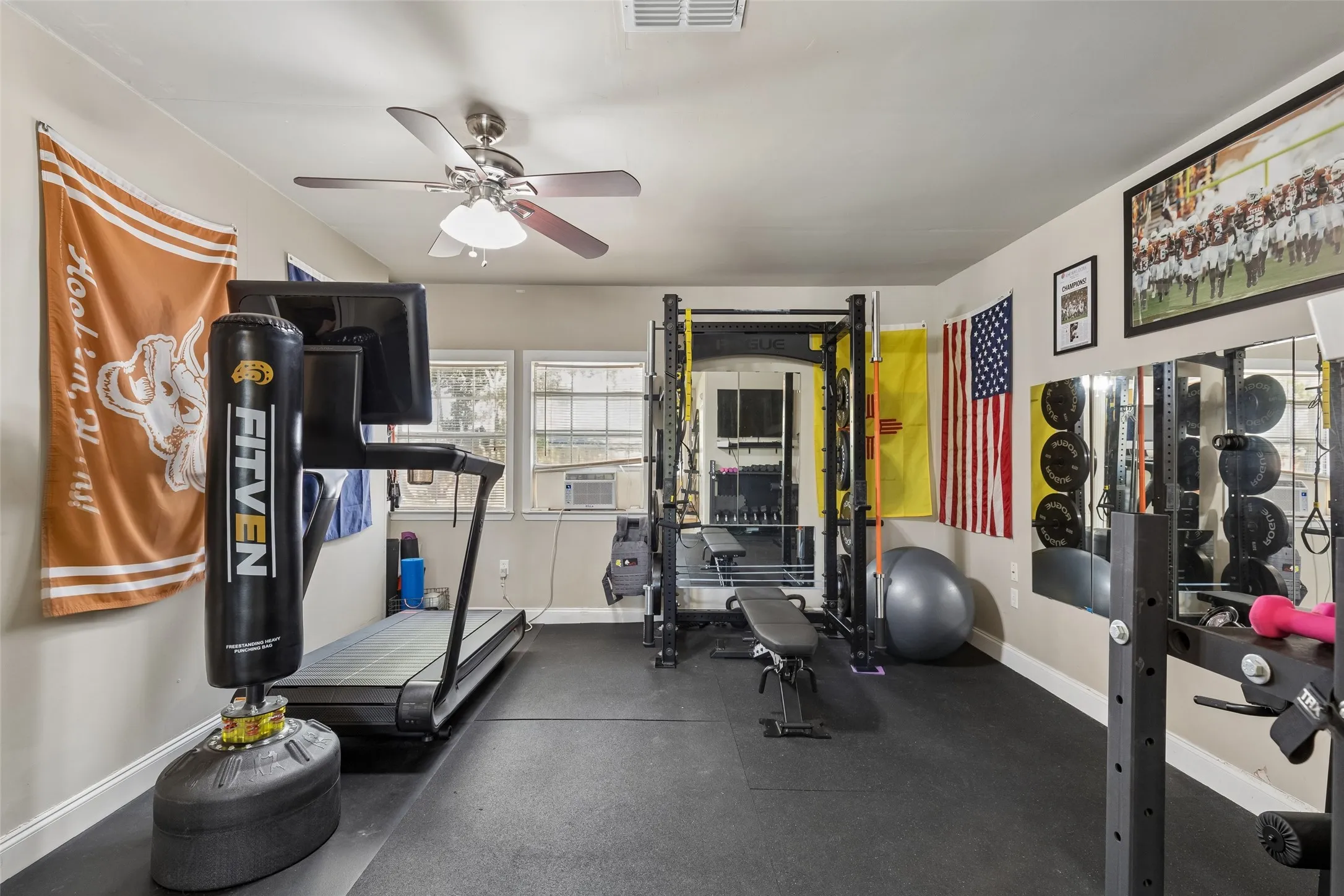 Part of flex room is a fitness room. Has HVAC vents and also a mini split HVAC