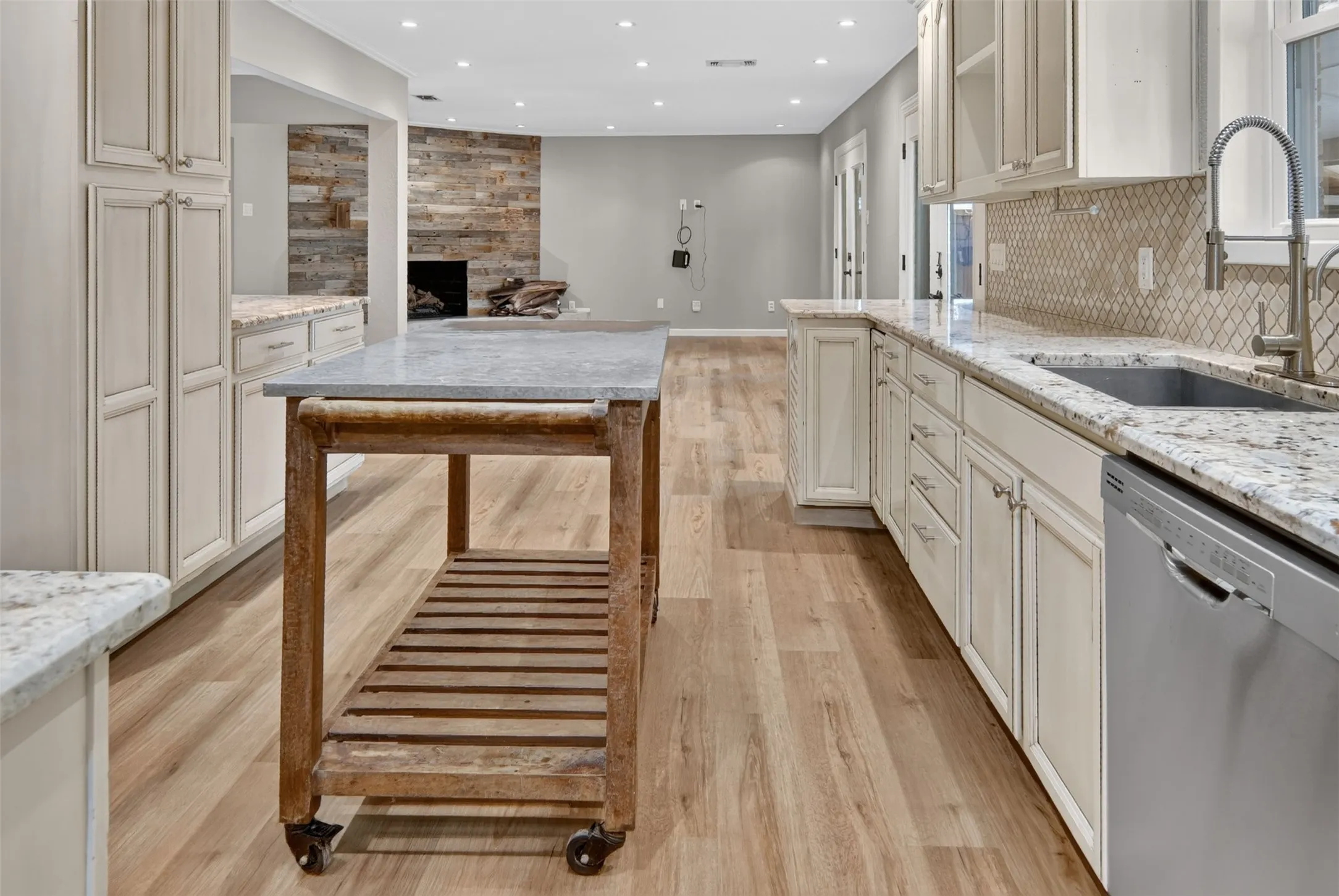 Another great view of the kitchen leading to the living area