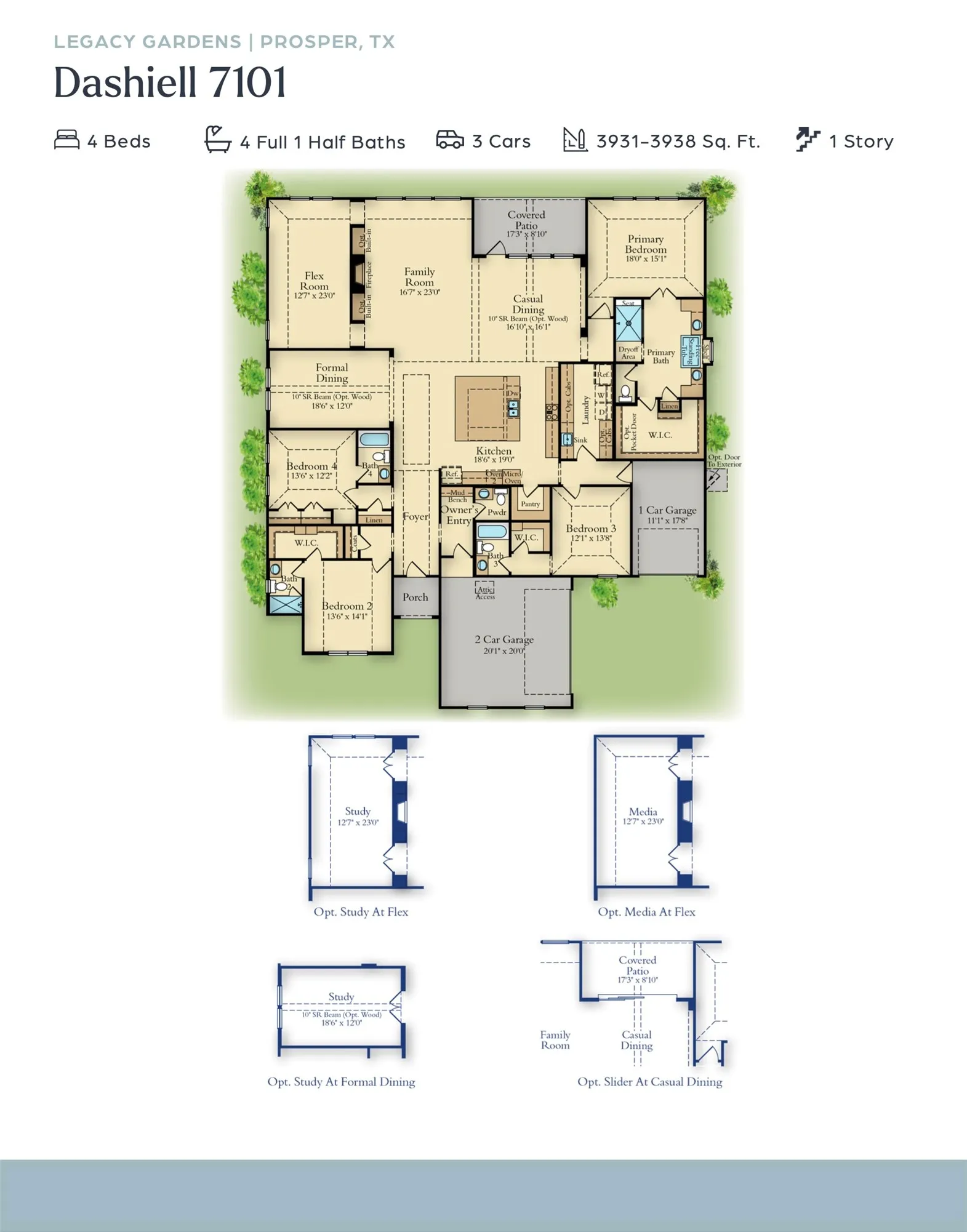 With an outstanding design, luxurious finishes and single story living, our Dashiell plan is your dream home come to life!