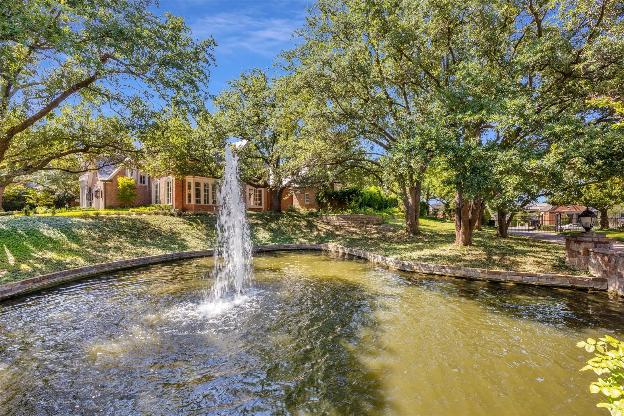 Pond with fountain.