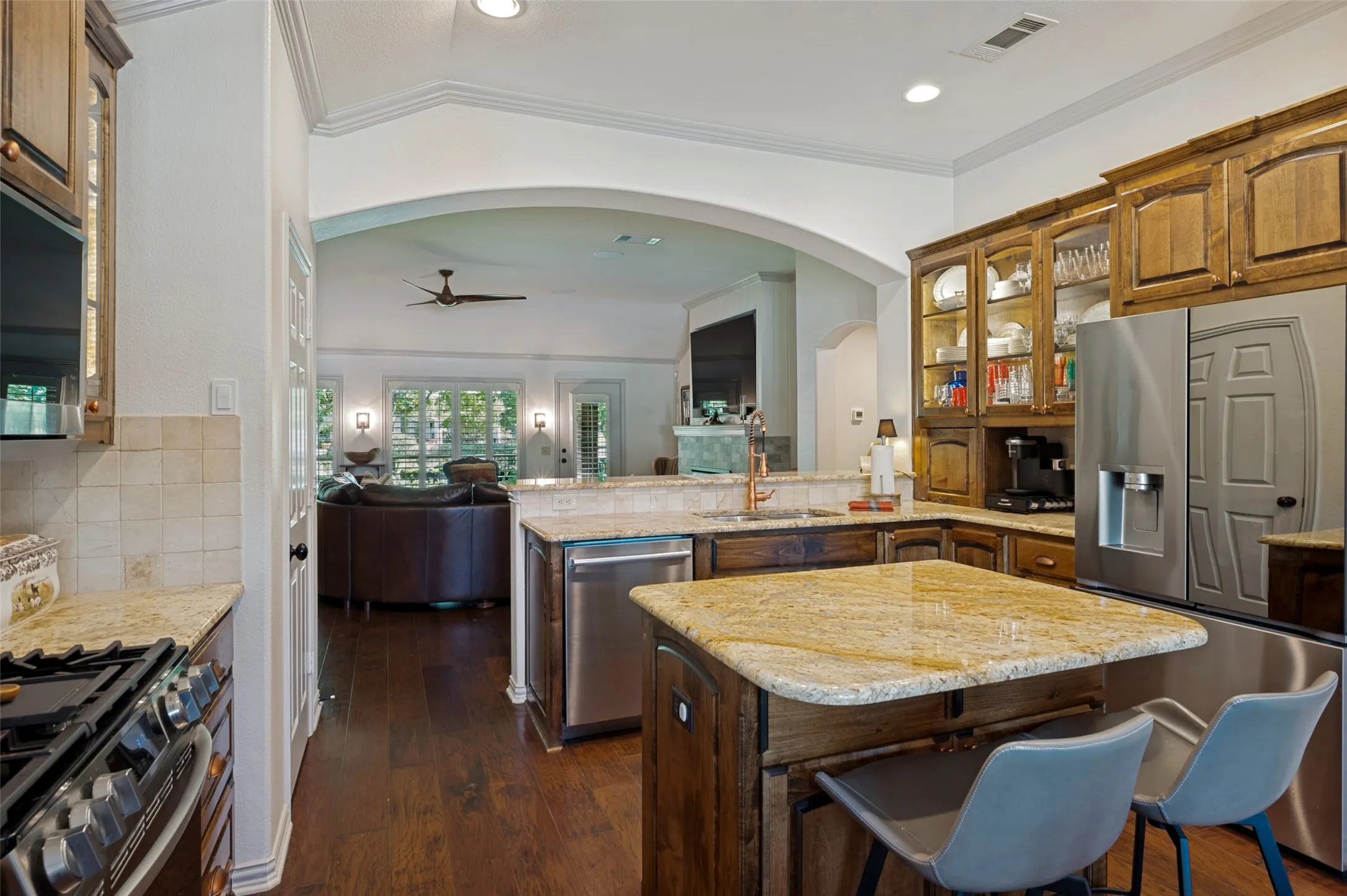 Glass Front on Cabinetry & Lighting added 2024