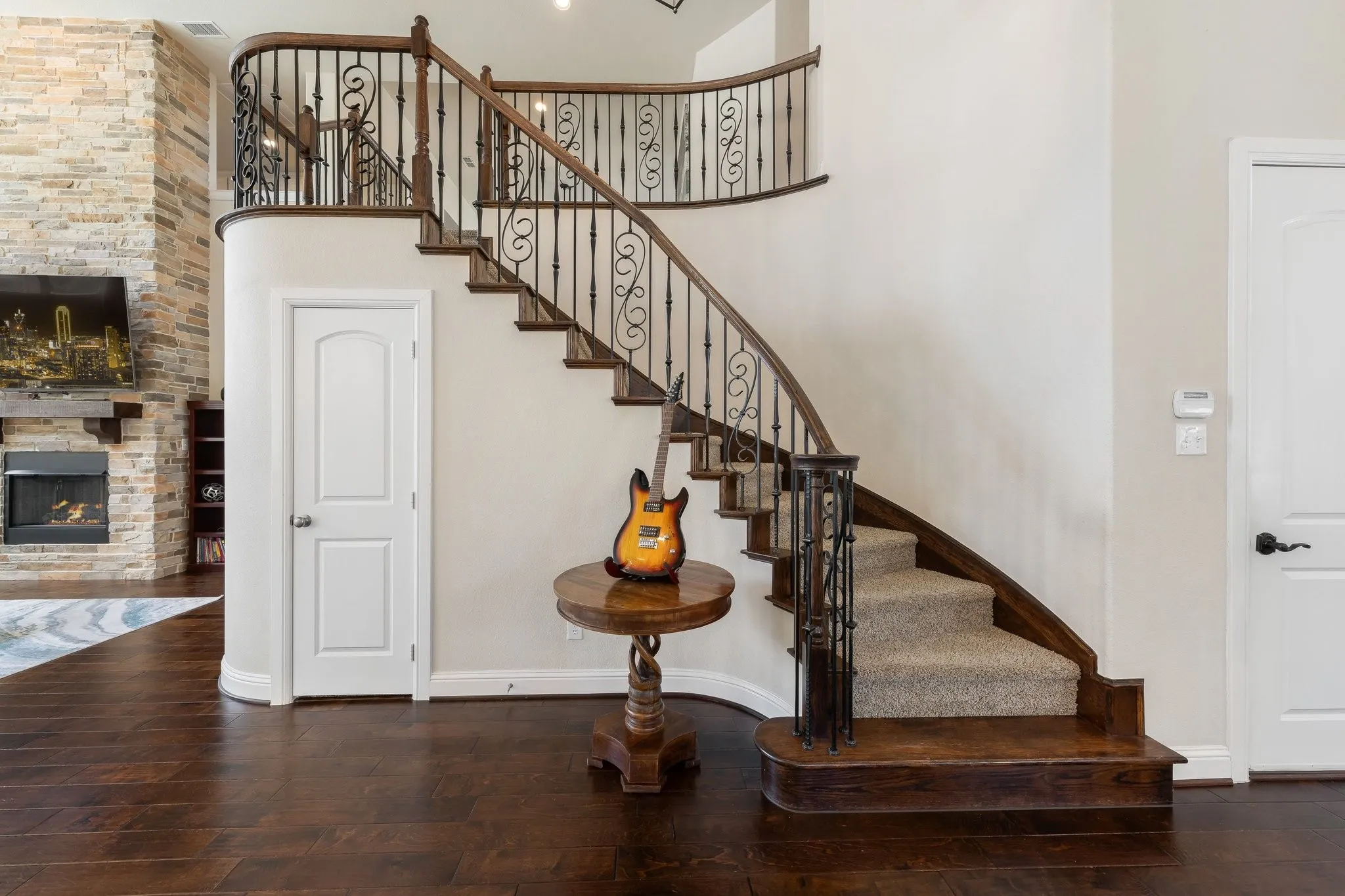 Dramatic curved staircase