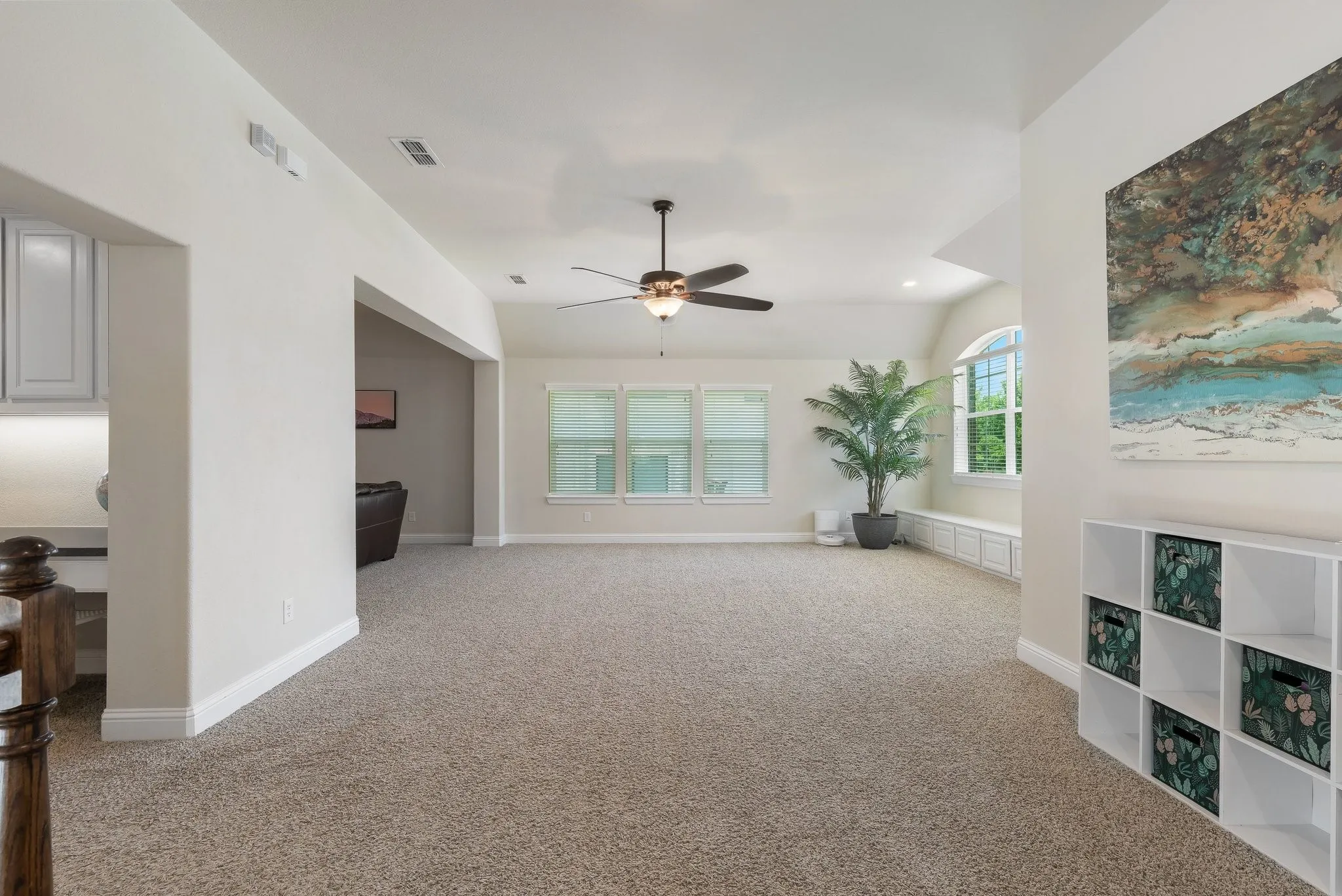 Oversized gameroom has plenty of room for a pool table