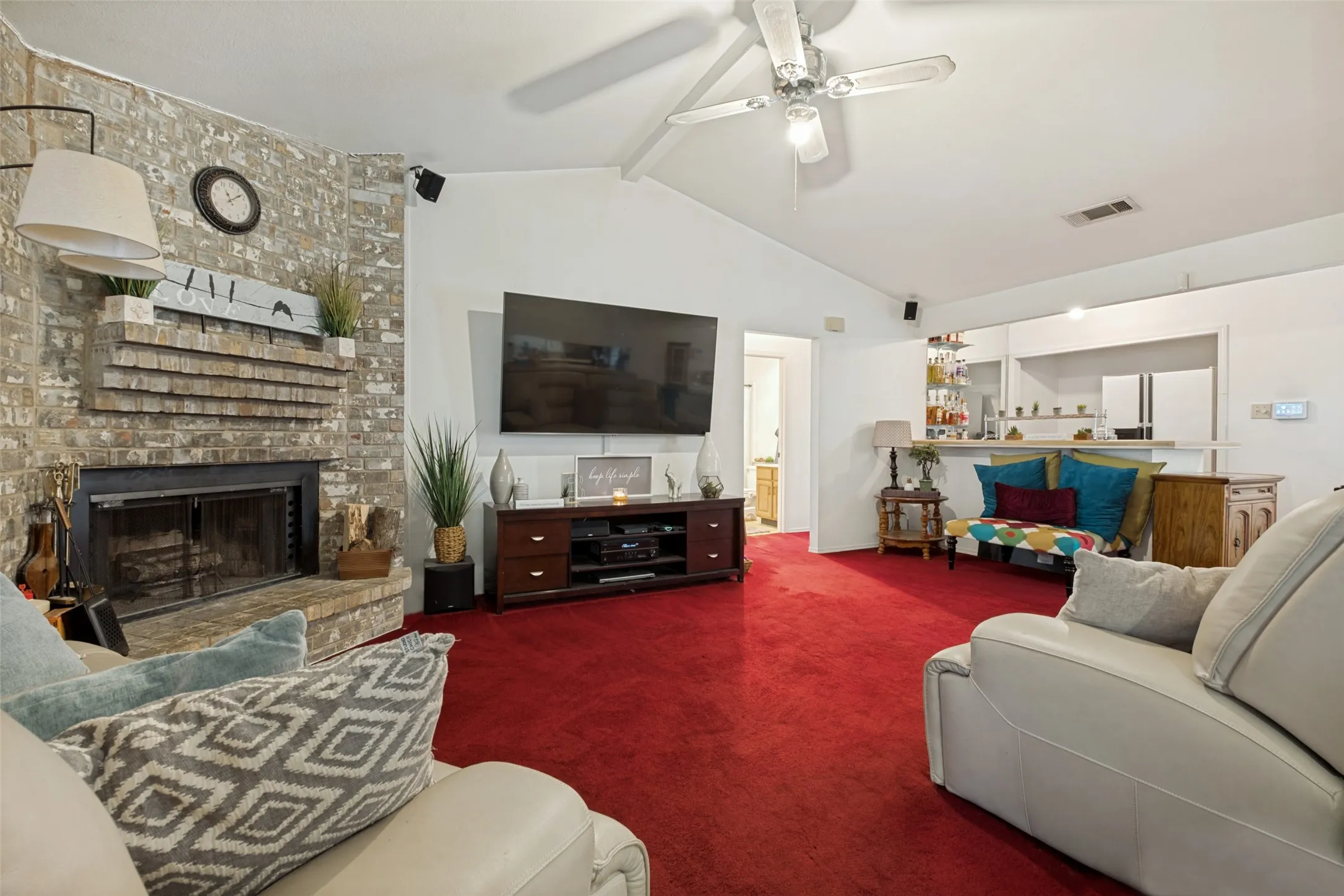 Livingroom with Wood Burning Fireplace