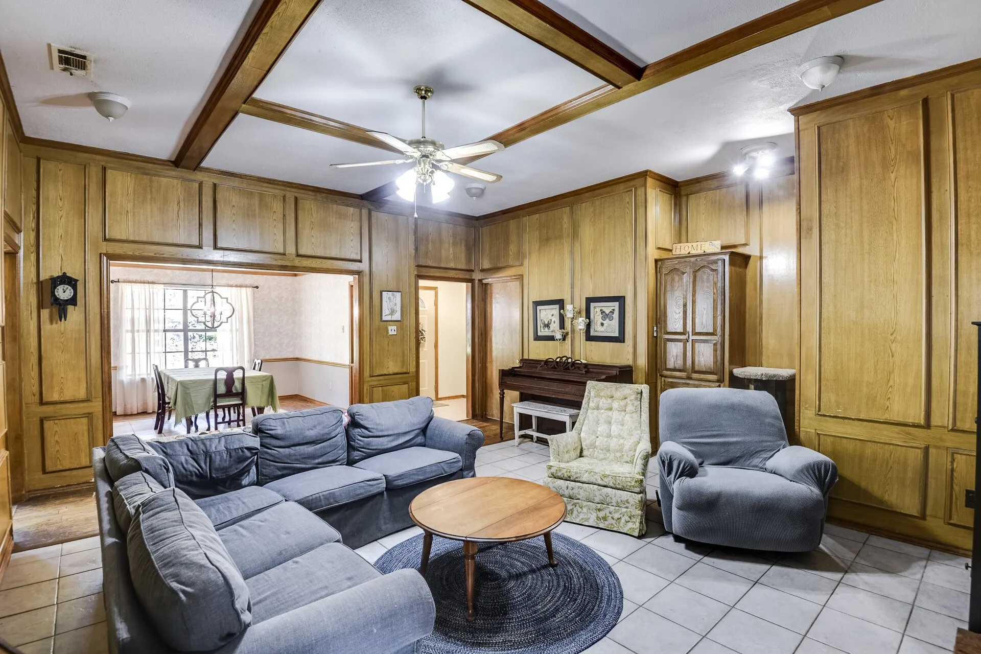 Looking toward the front Door and Dining Room - Fireplace is on the other side of the room.
