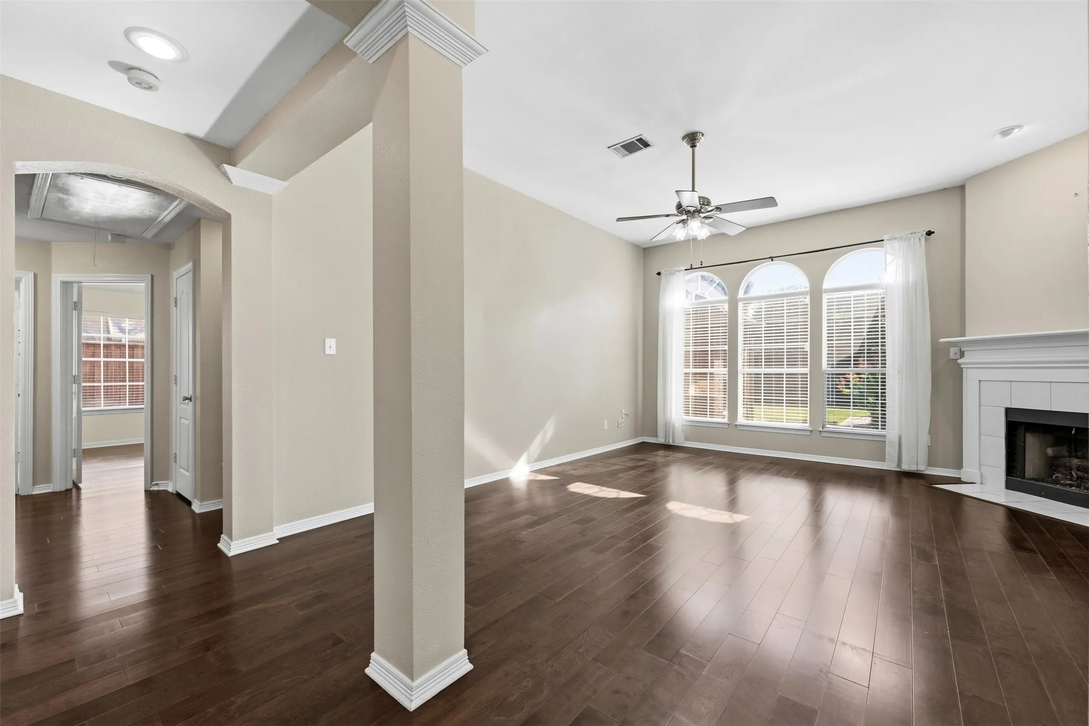 Hardwood-style flooring throughout