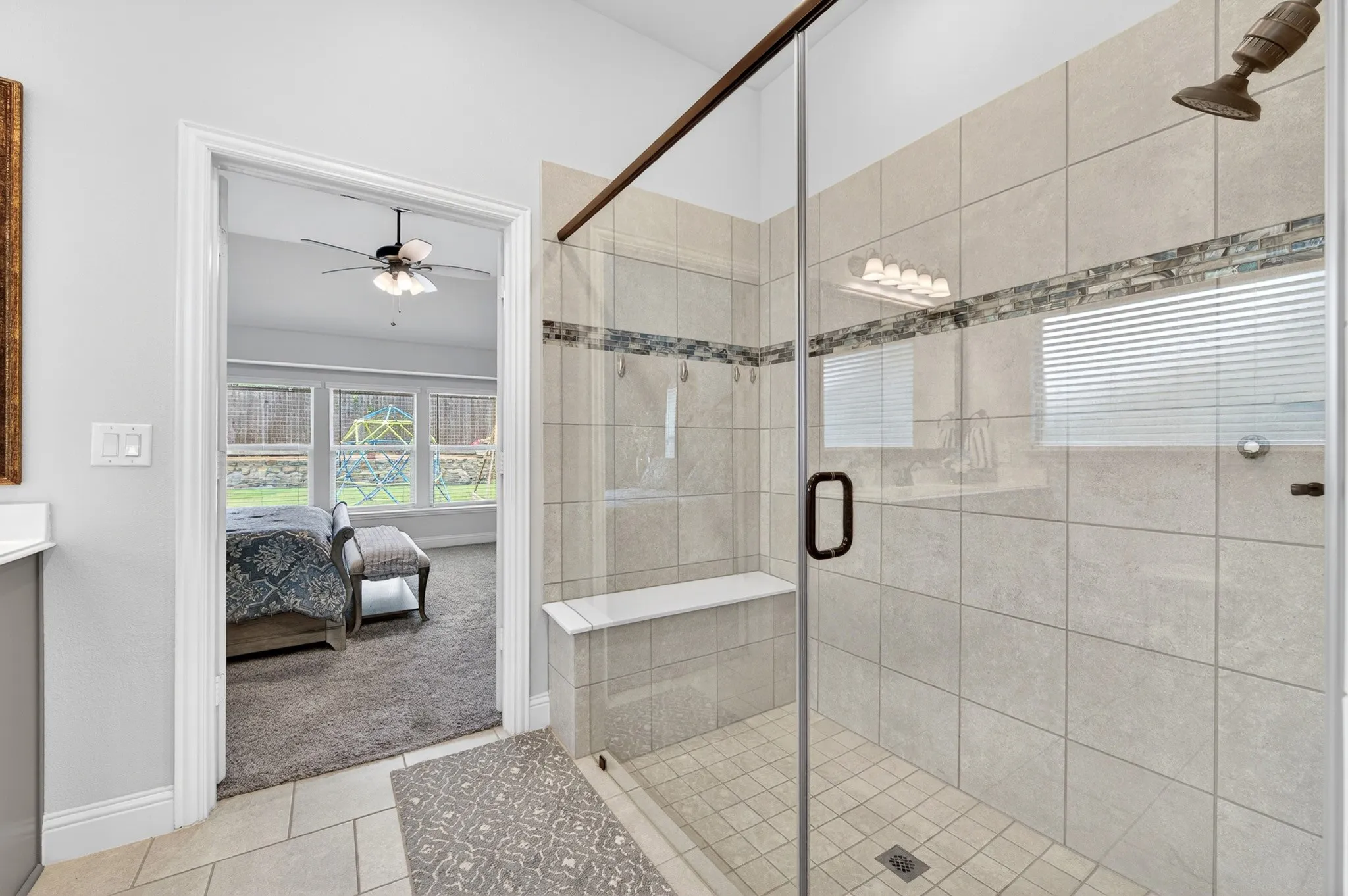 Extra Large Walk in Shower in Primary Bath