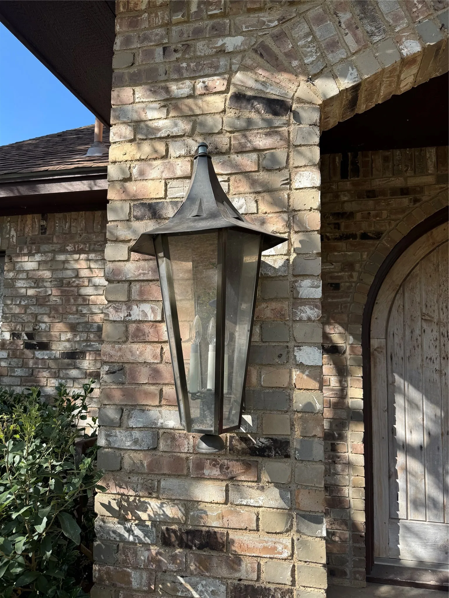Huge light fixtures at entry.