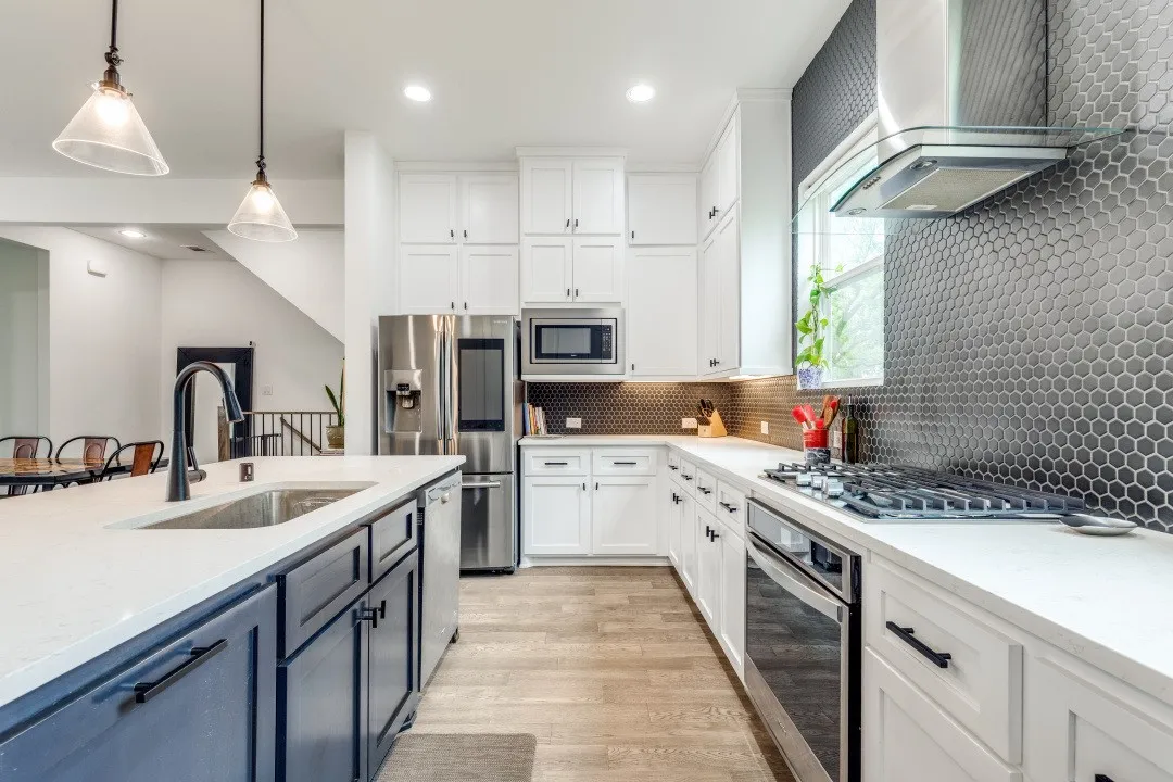Kitchen from behind island.