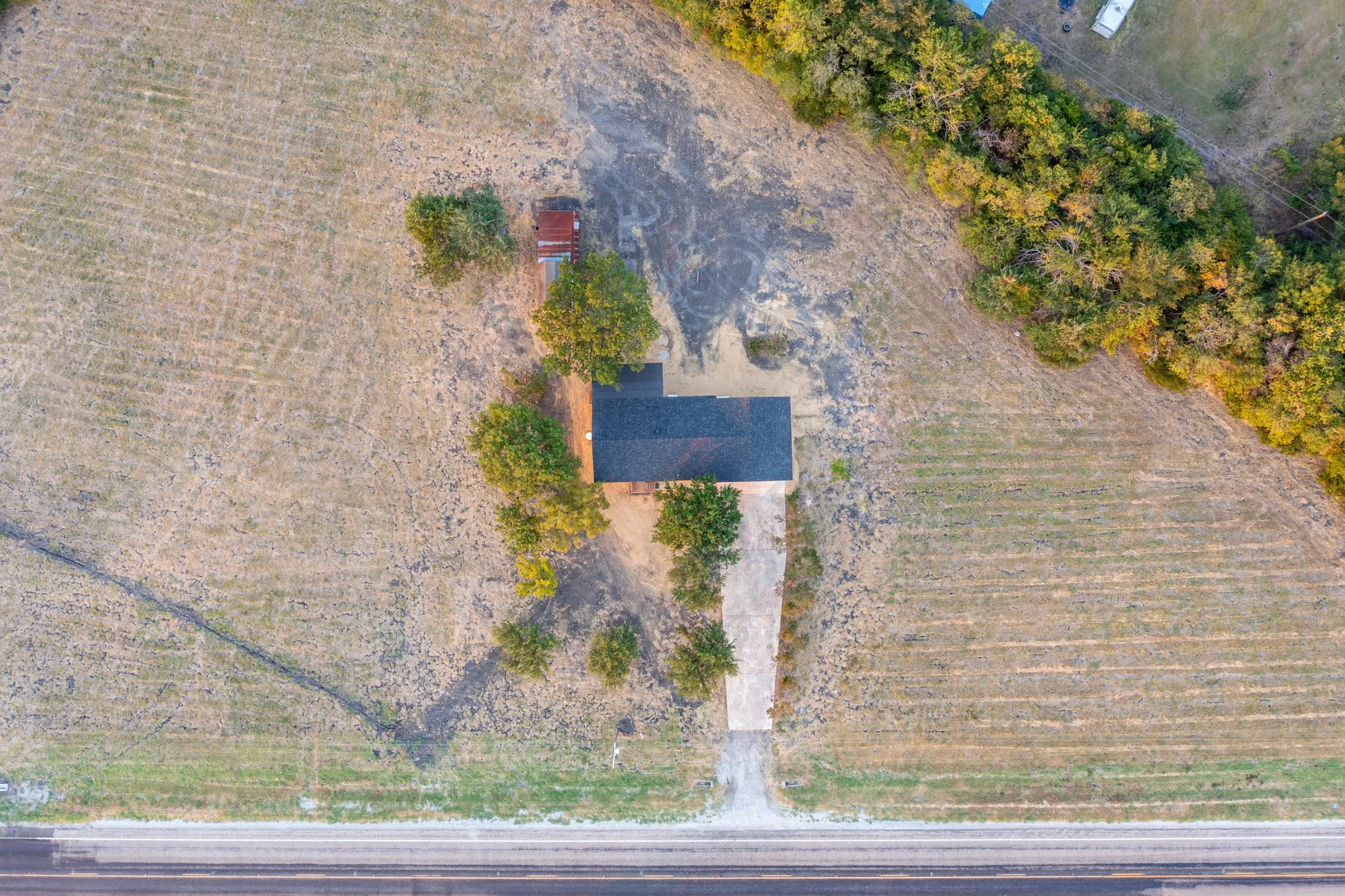 Expansive lot with a single-story residence and mature trees