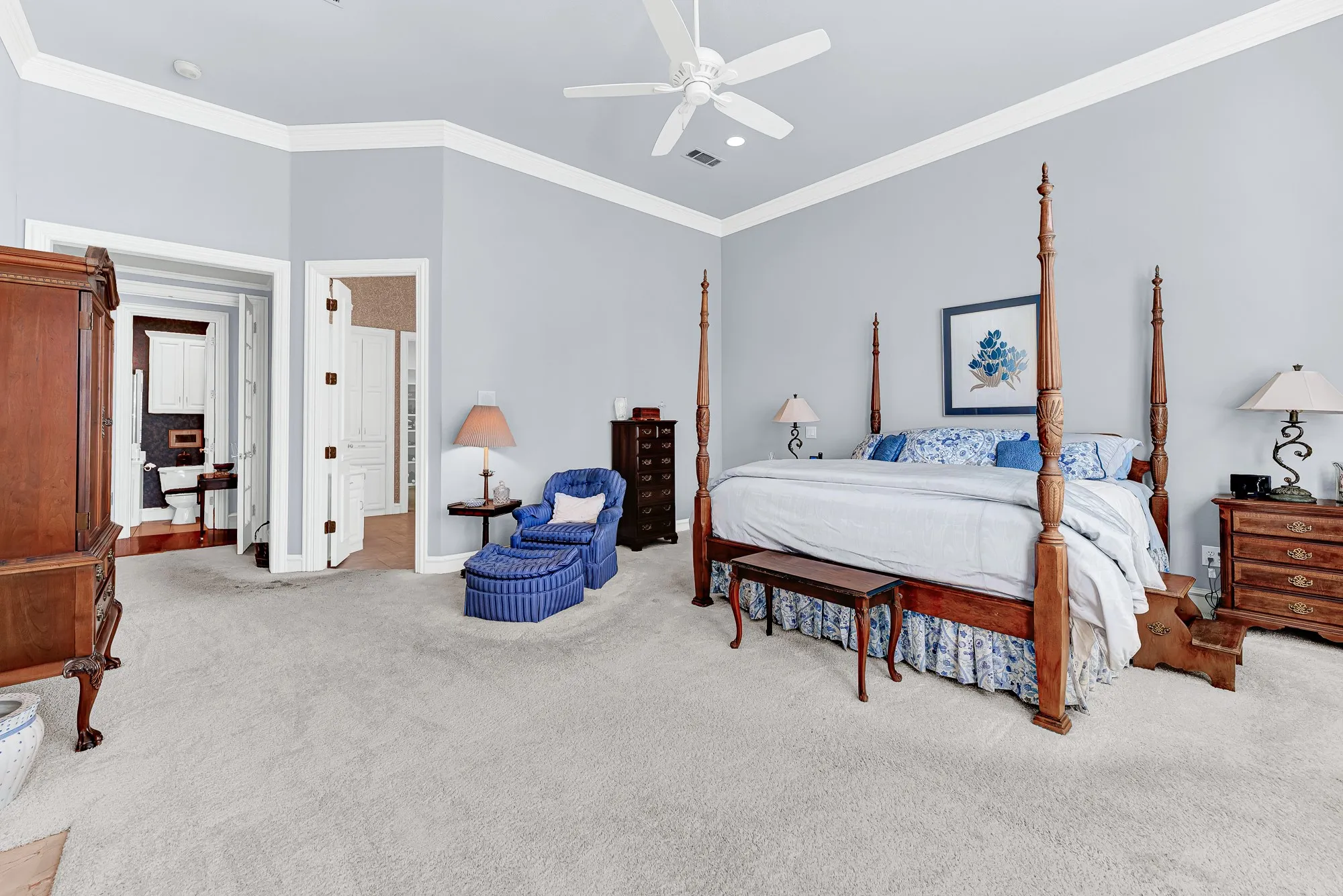 Clean architectural lines and soft neutral tones offer an inviting sense of calm throughout the space. Sleep deeply in this quiet, peaceful sanctuary tucked away from the rest of the home.