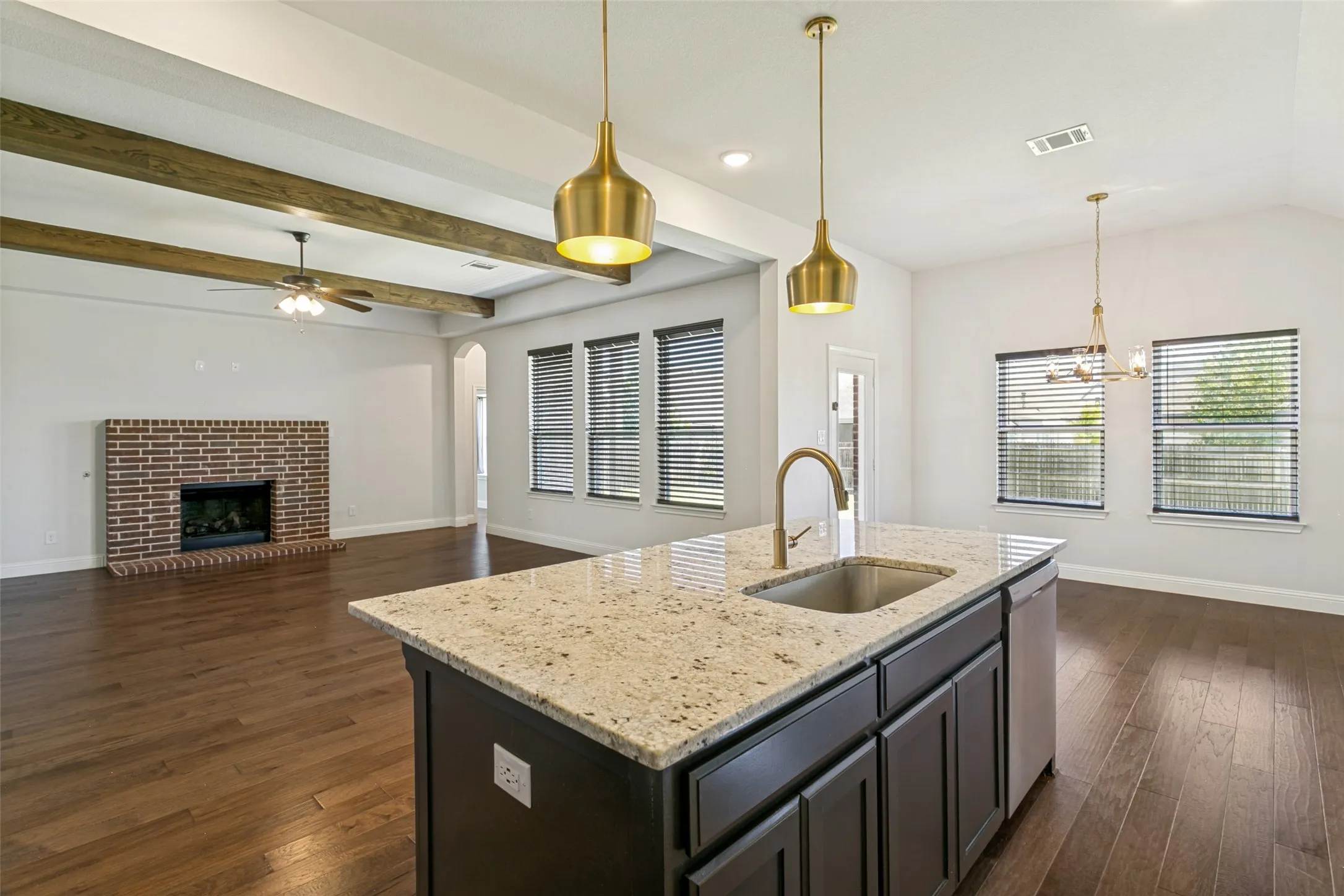 Open concept living, dining, and kitchen
