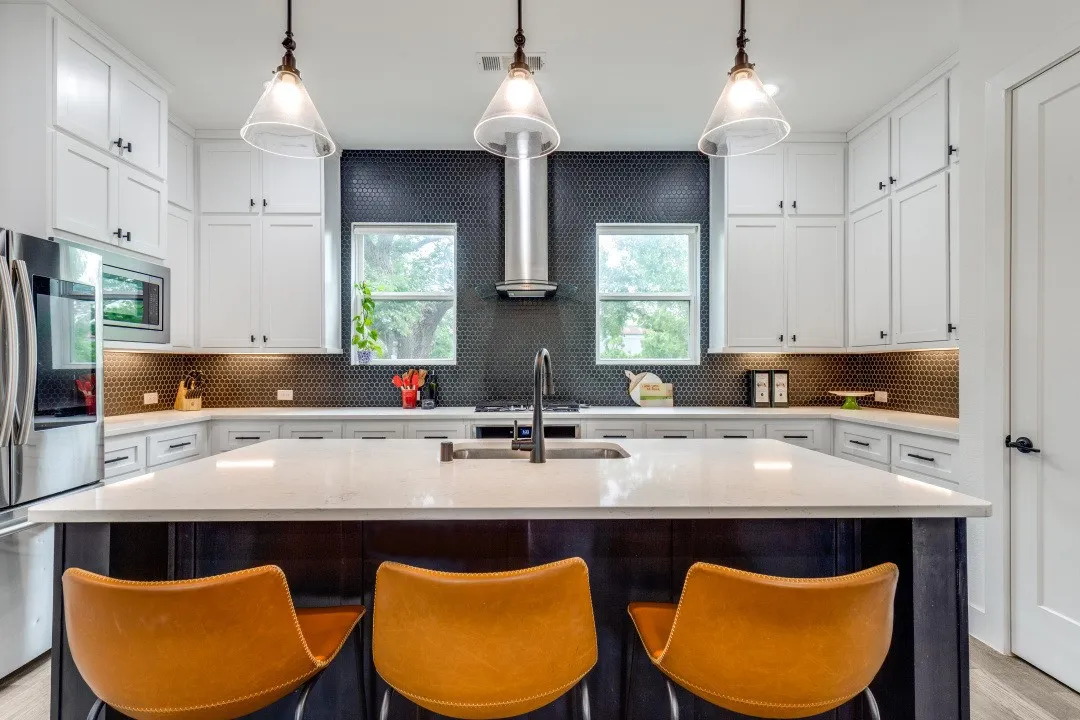 Kitchen overlooking the living/dining.