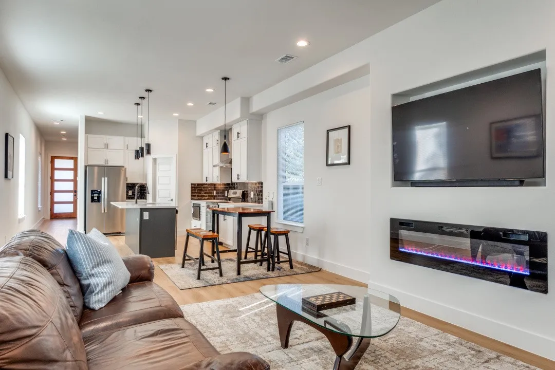 Living room featuring light wood-type flooring