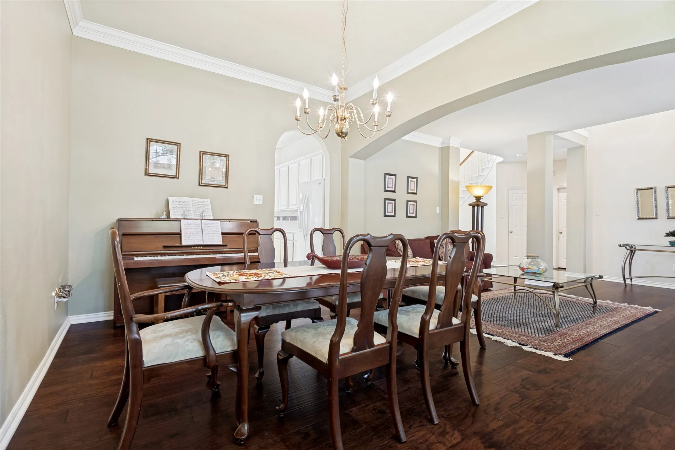 Formal dining area opens directly to kitchen