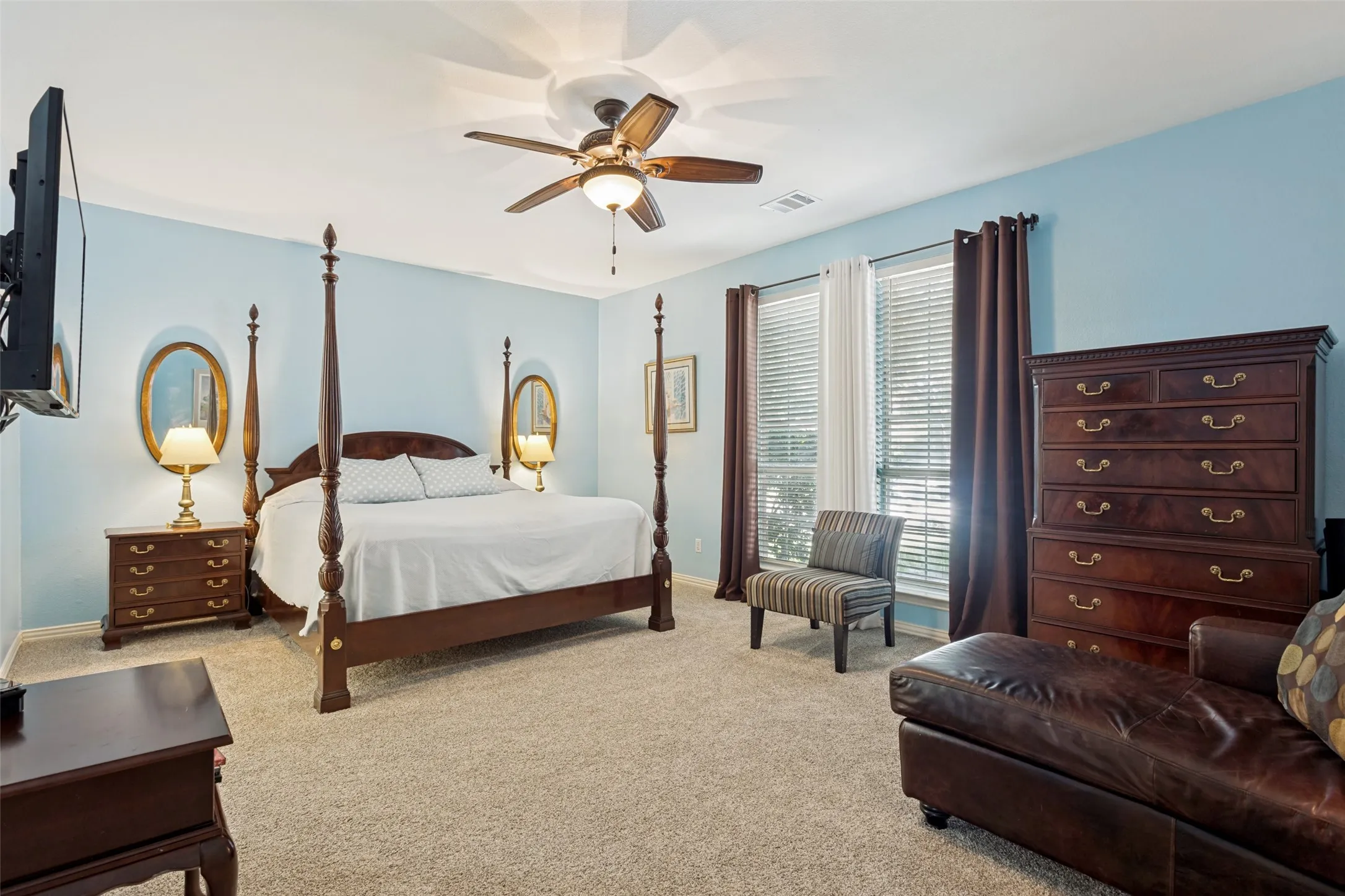 Oversized Primary bedroom has a large sitting area