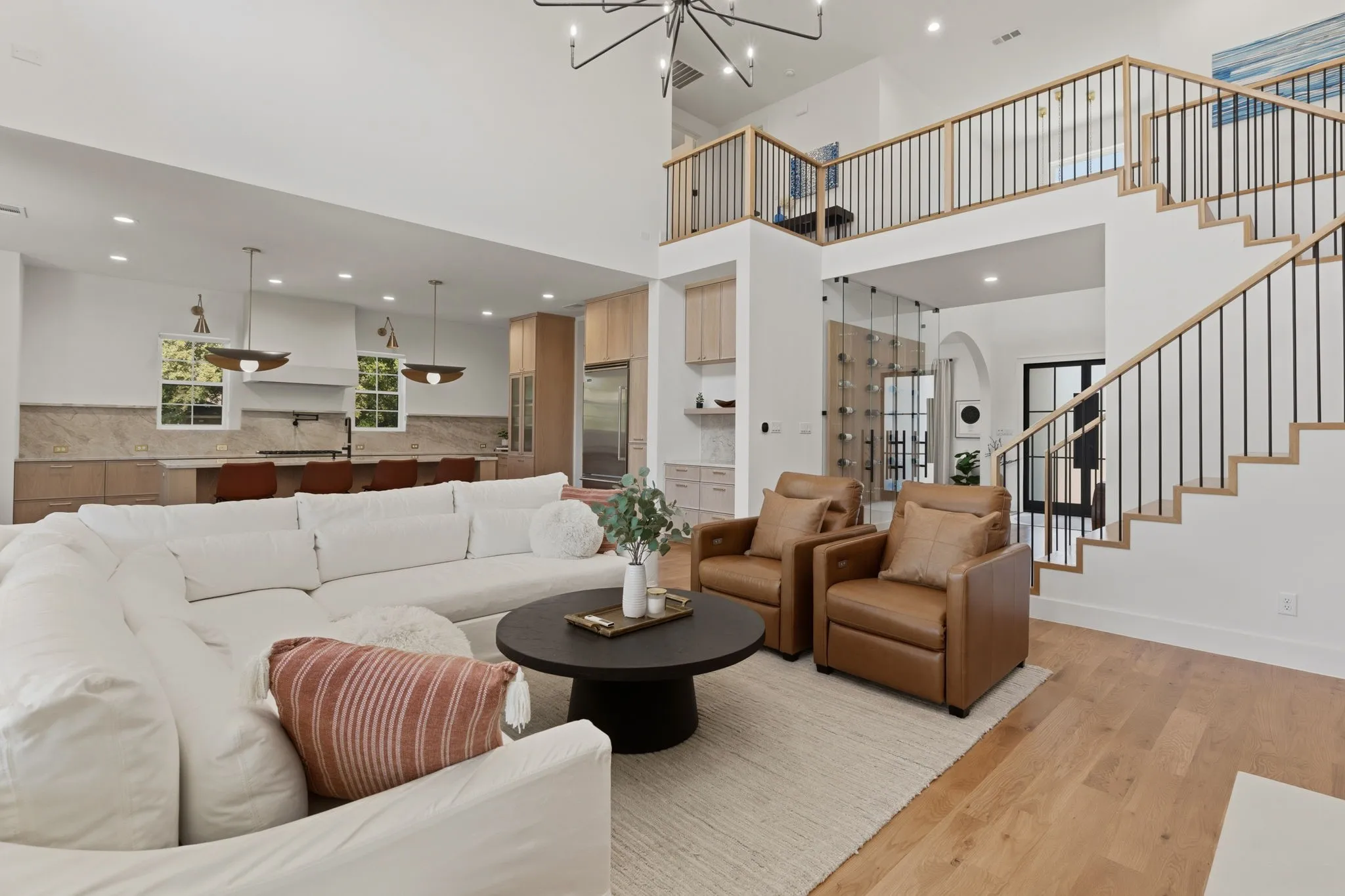 Vaulted ceilings with an open-concept living area