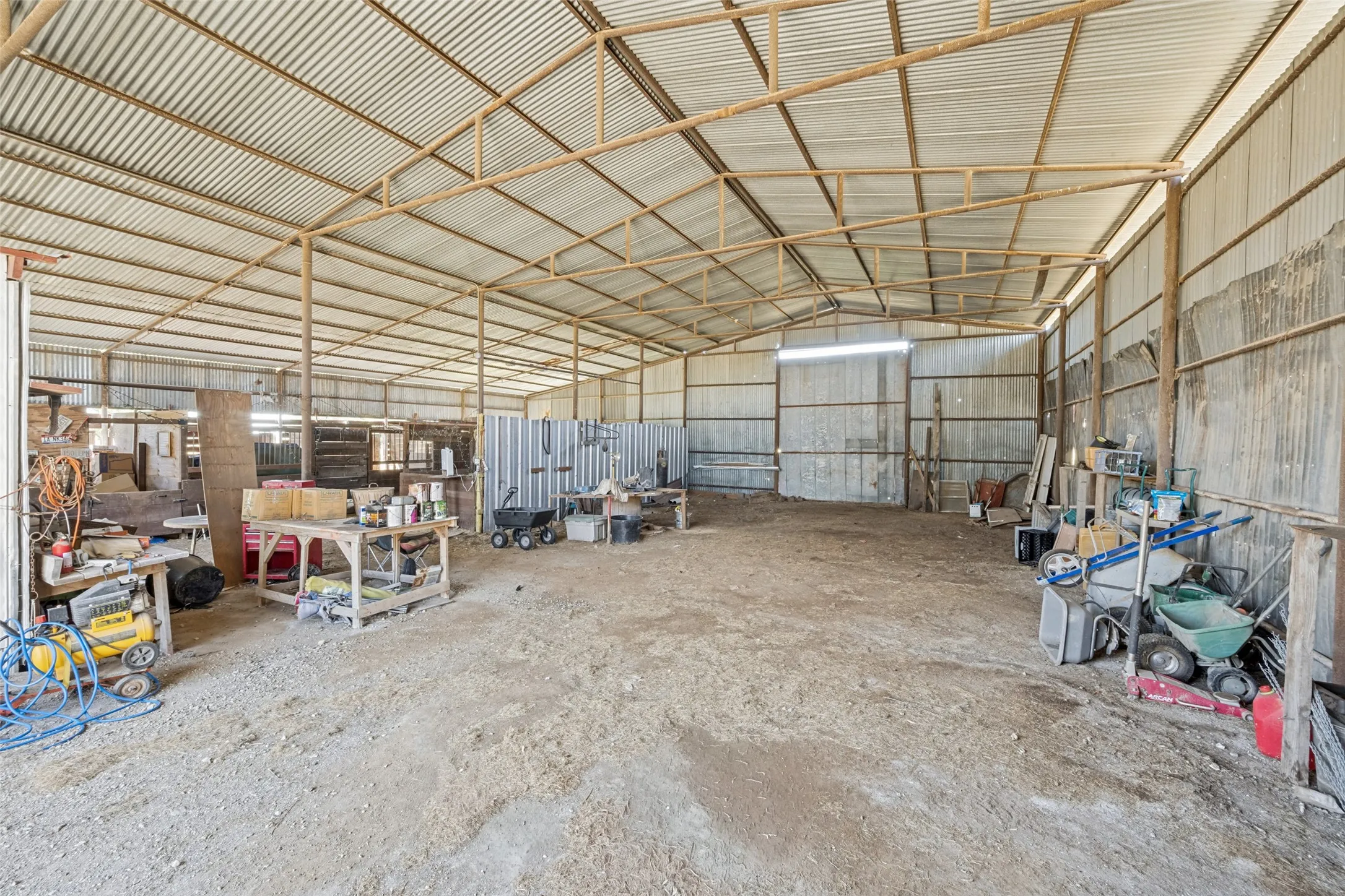 Inside barn