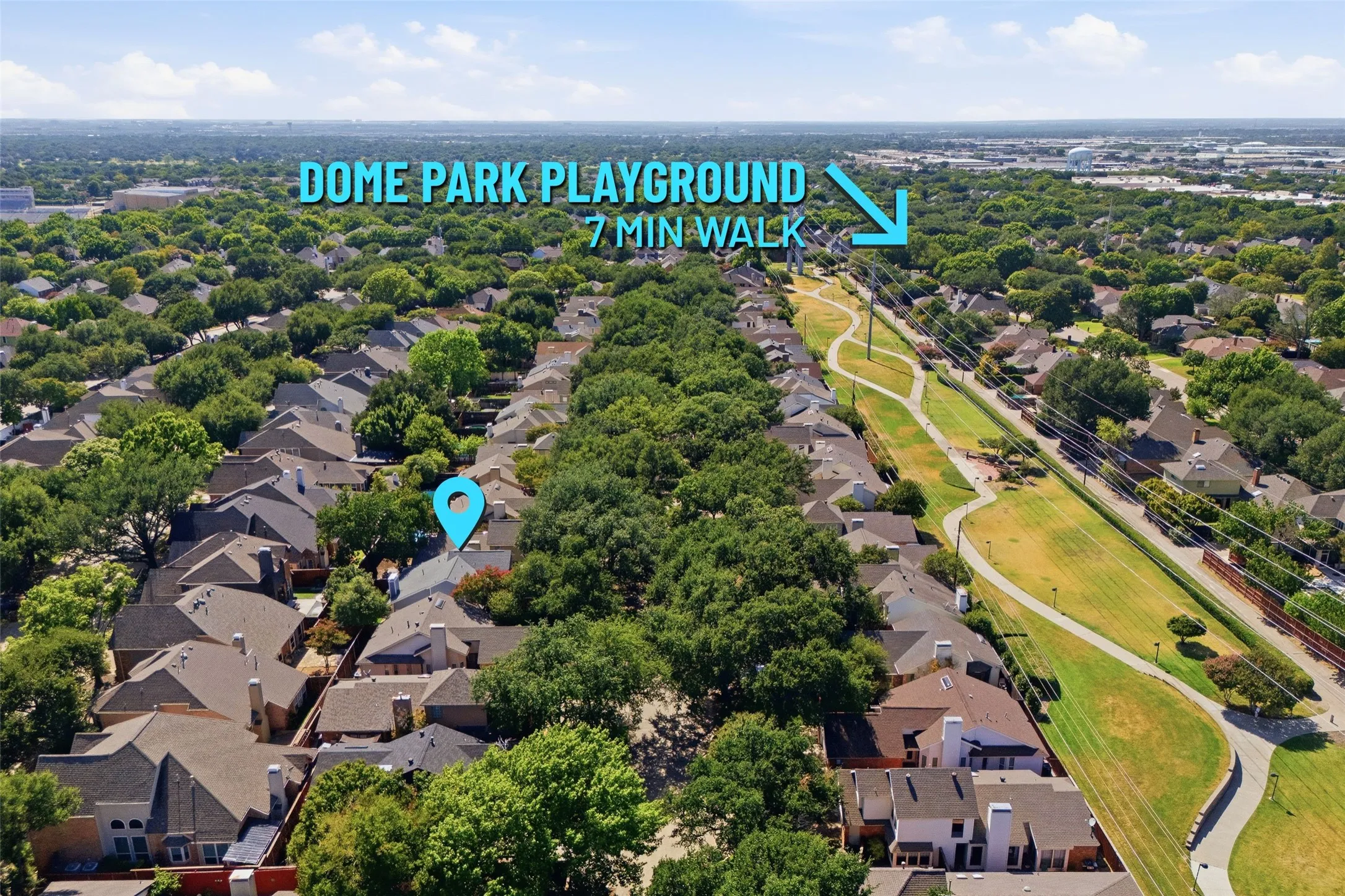 Dome Park Playground is a 7-minute walk from the front door — a great neighborhood bonus for families.