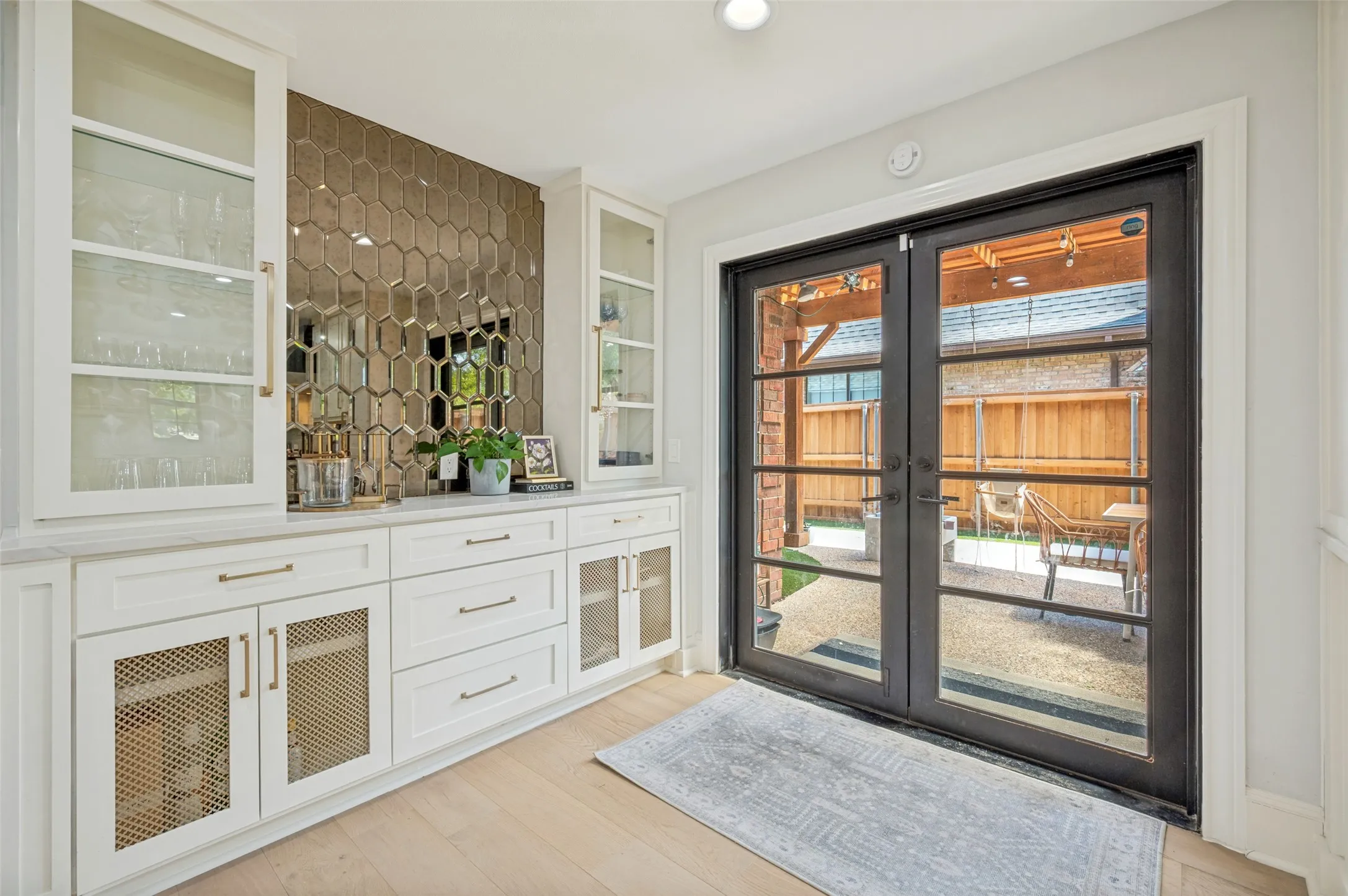 Custom bar, entry to patio