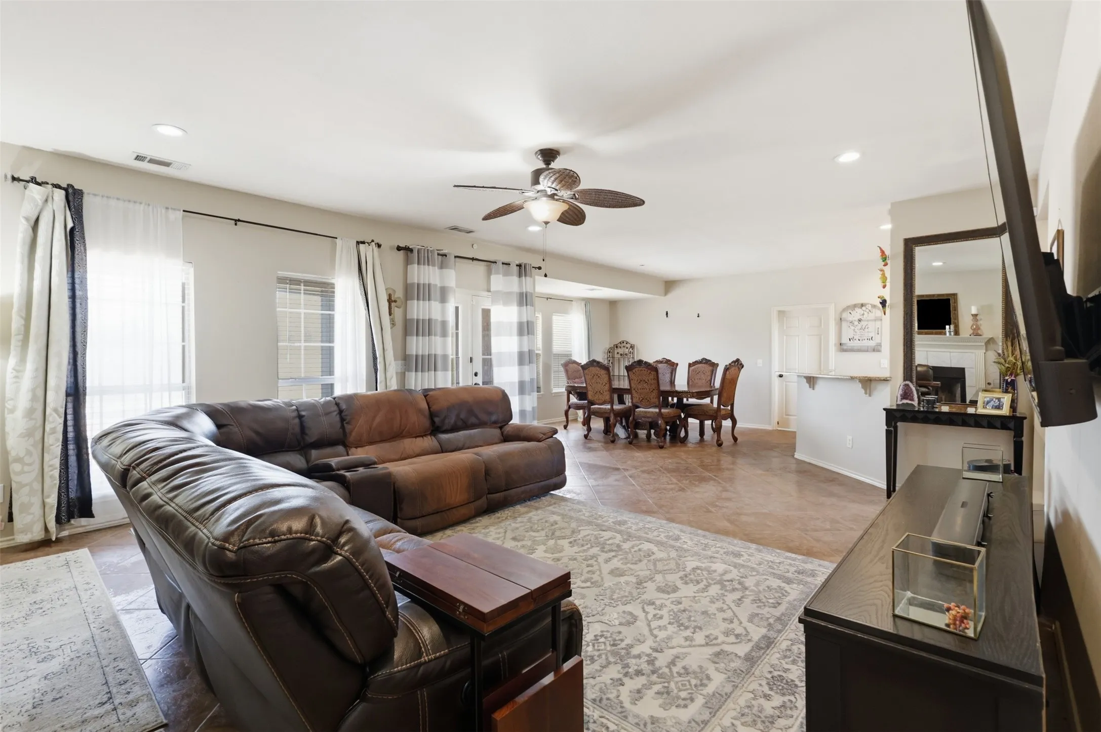Living Room flows to the dining room and kitchen allowing for seamless entertaining.