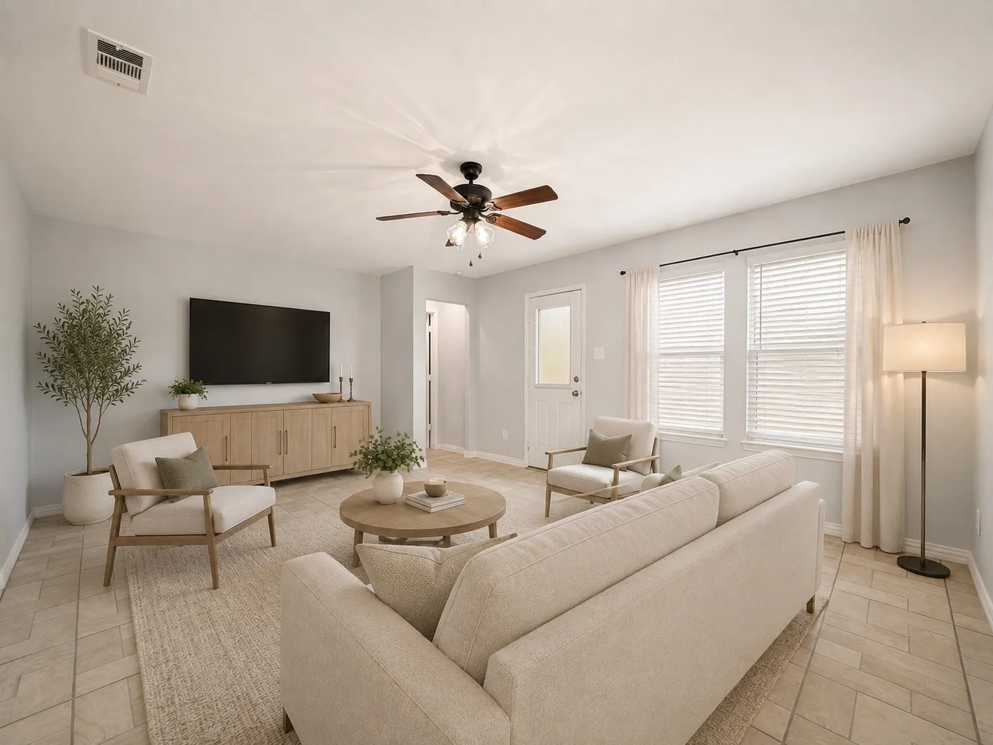 Virtually staged family room
