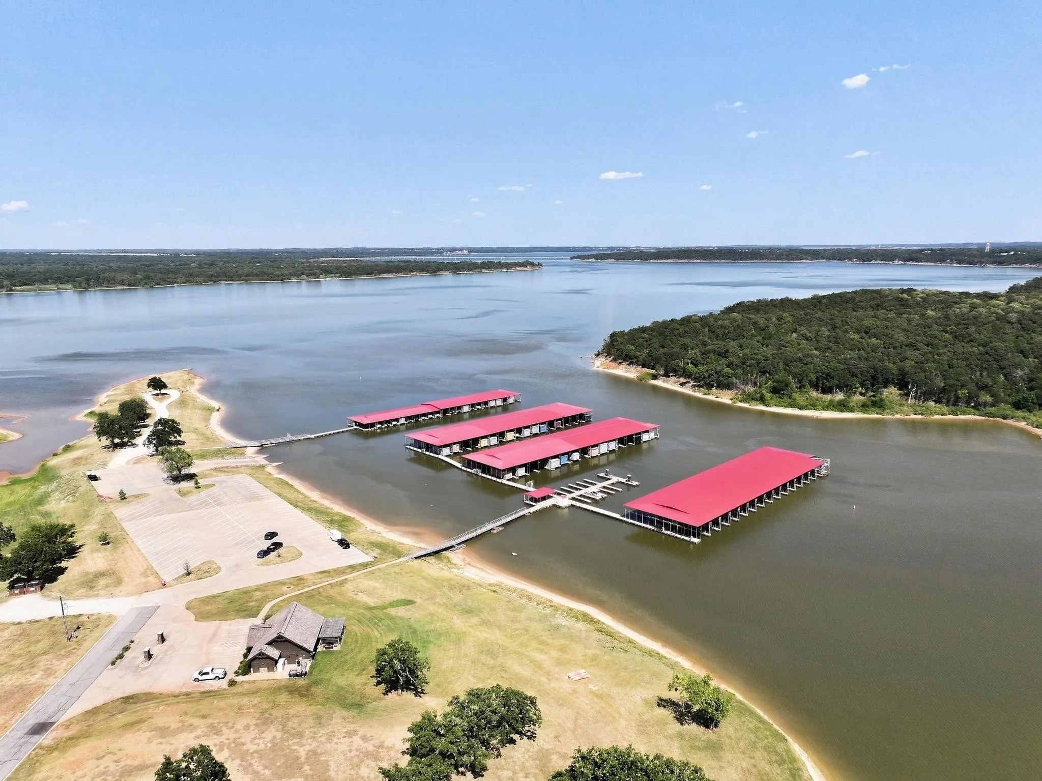 Community Marina - Lakefront setting with multiple floating boat docks