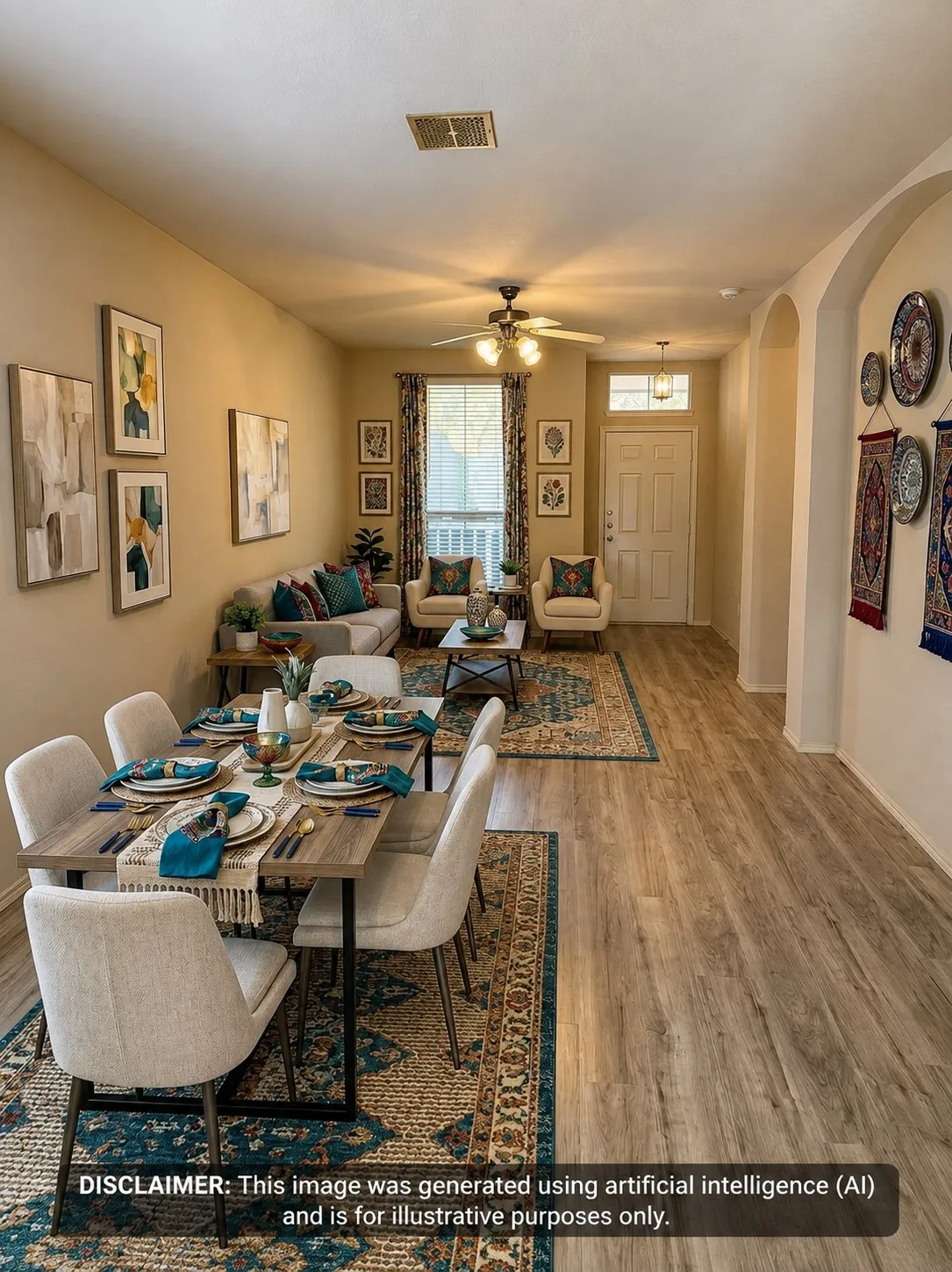 Living Arean and Dining Area.
AI Generated!