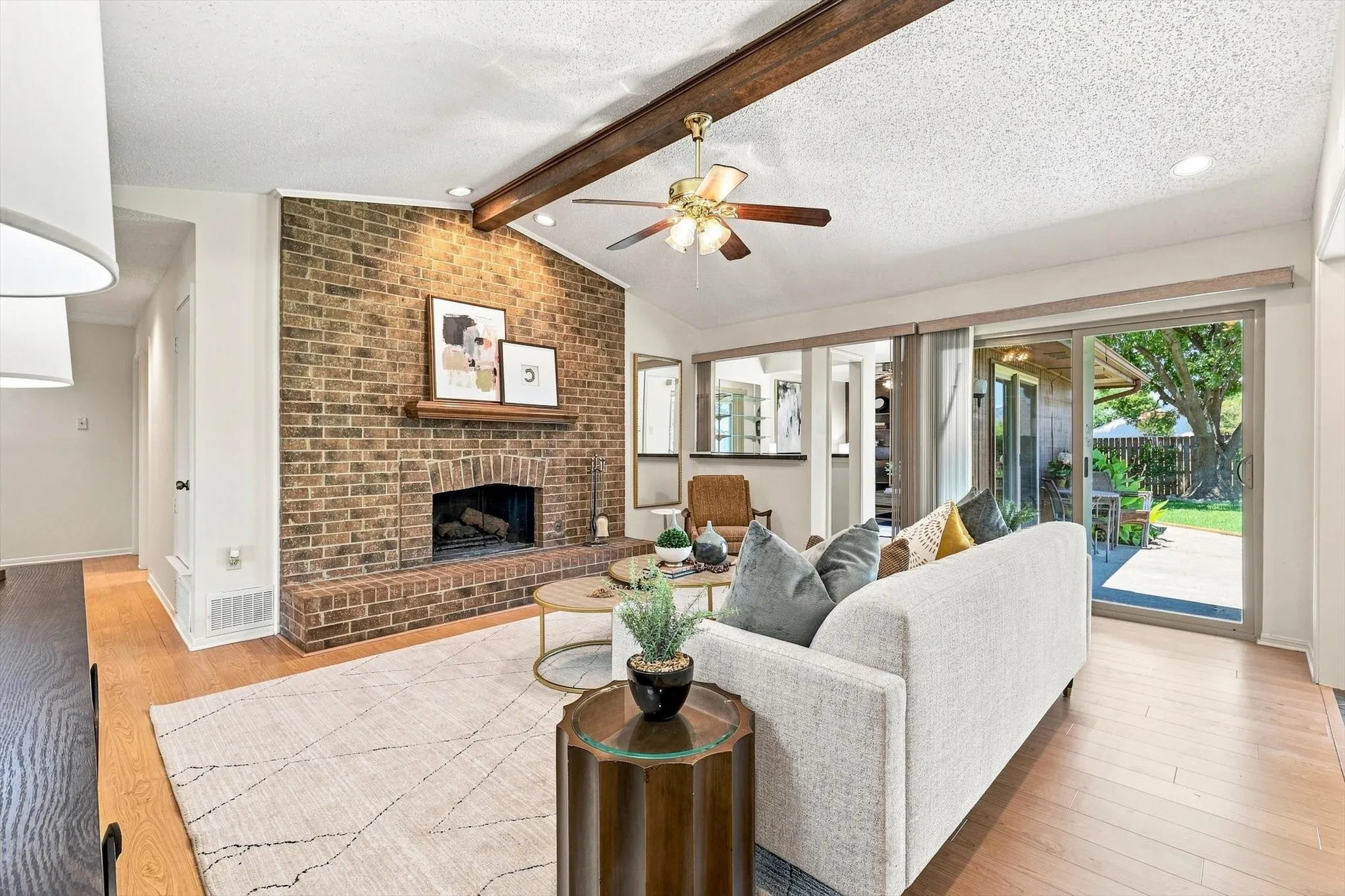 Family room with fireplace