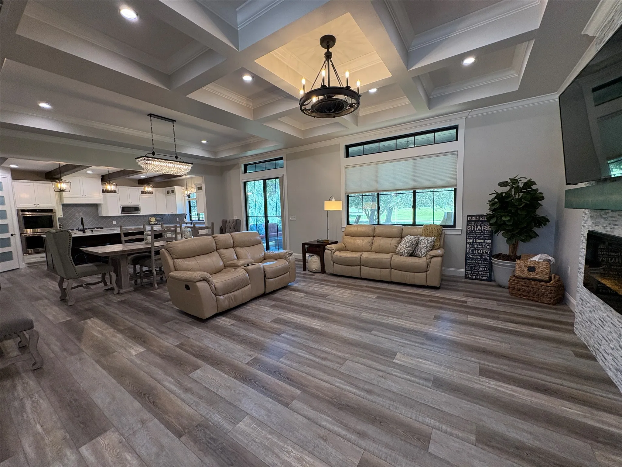Open floorplan with stunning custom features