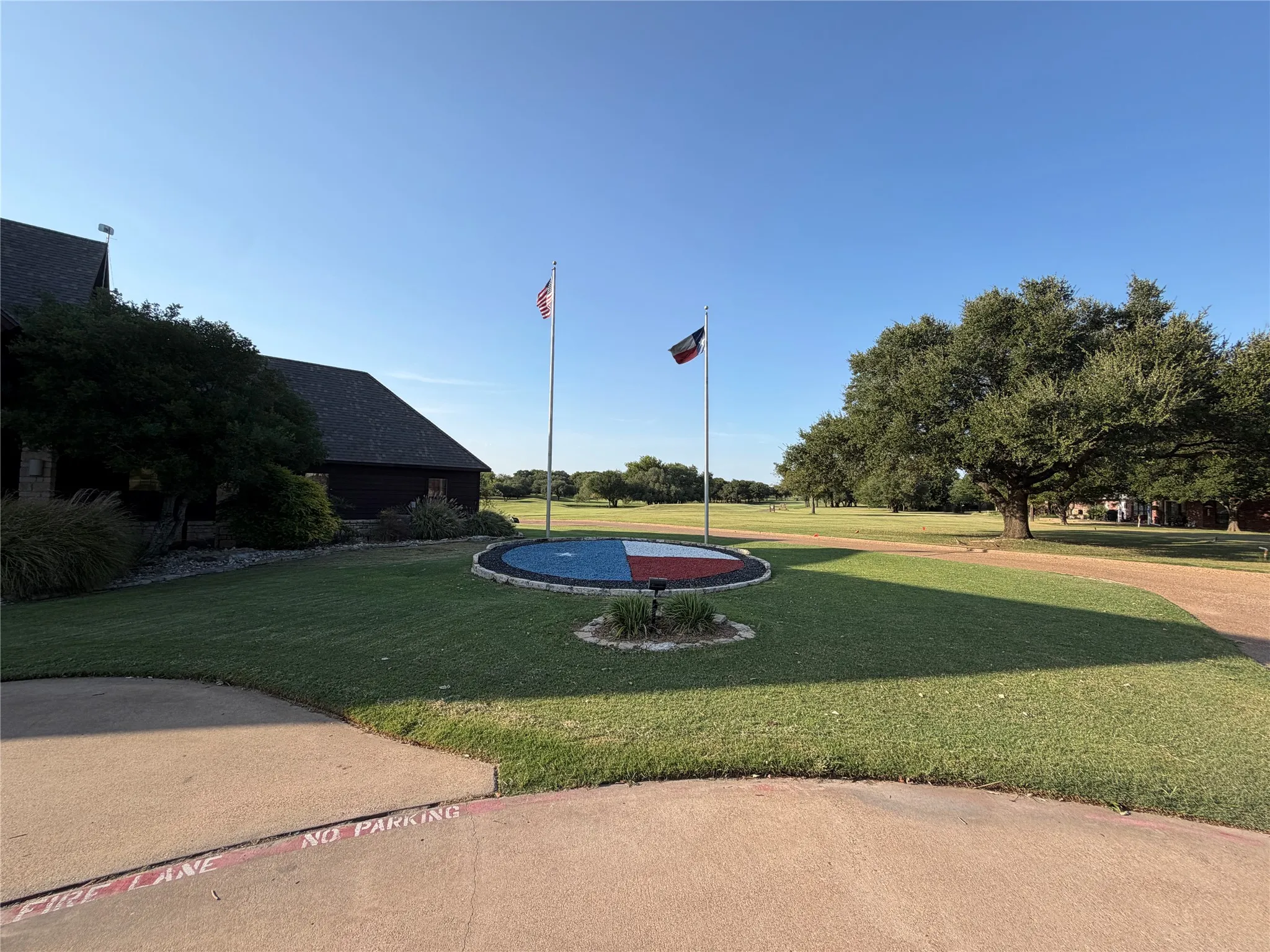 Entry to the New Course Clubhouse, directly across the course from the backyard!