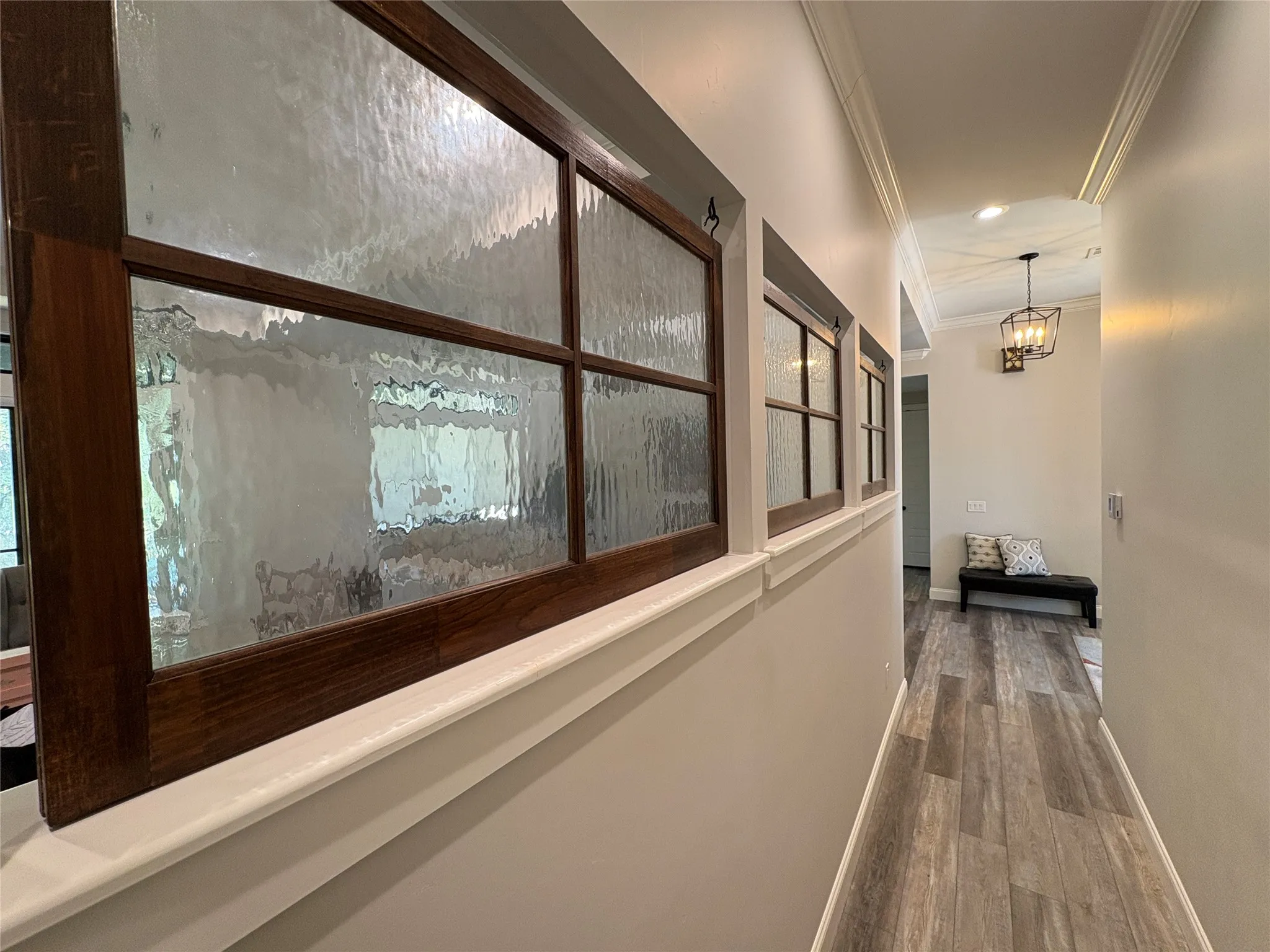 Hallway with luxury vinyl plank flooring