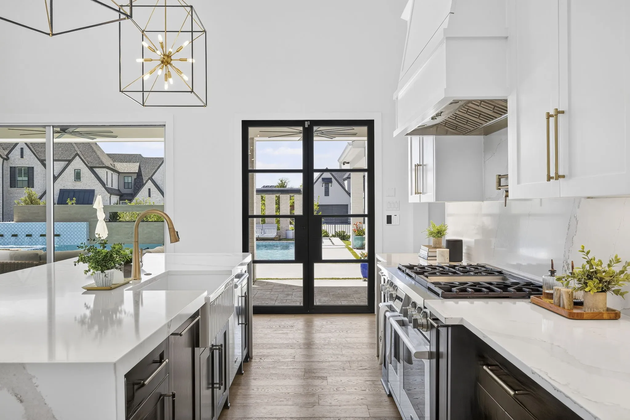 One of many french doors leading out to the pool