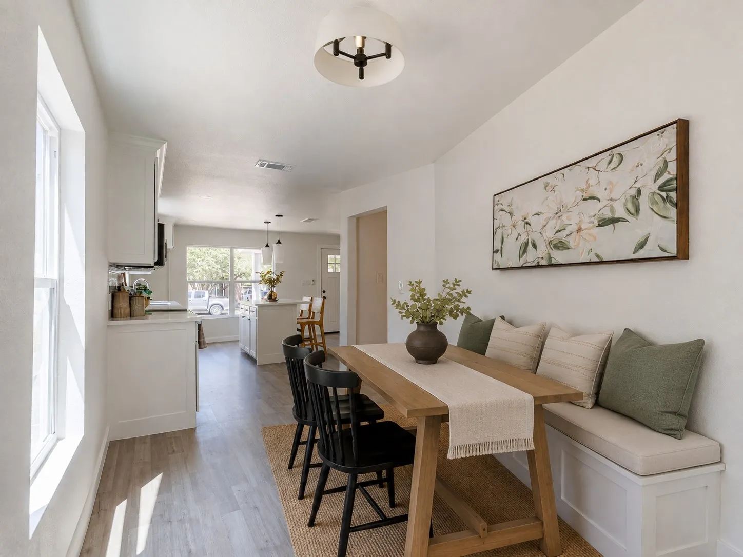 Virtually staged dining area