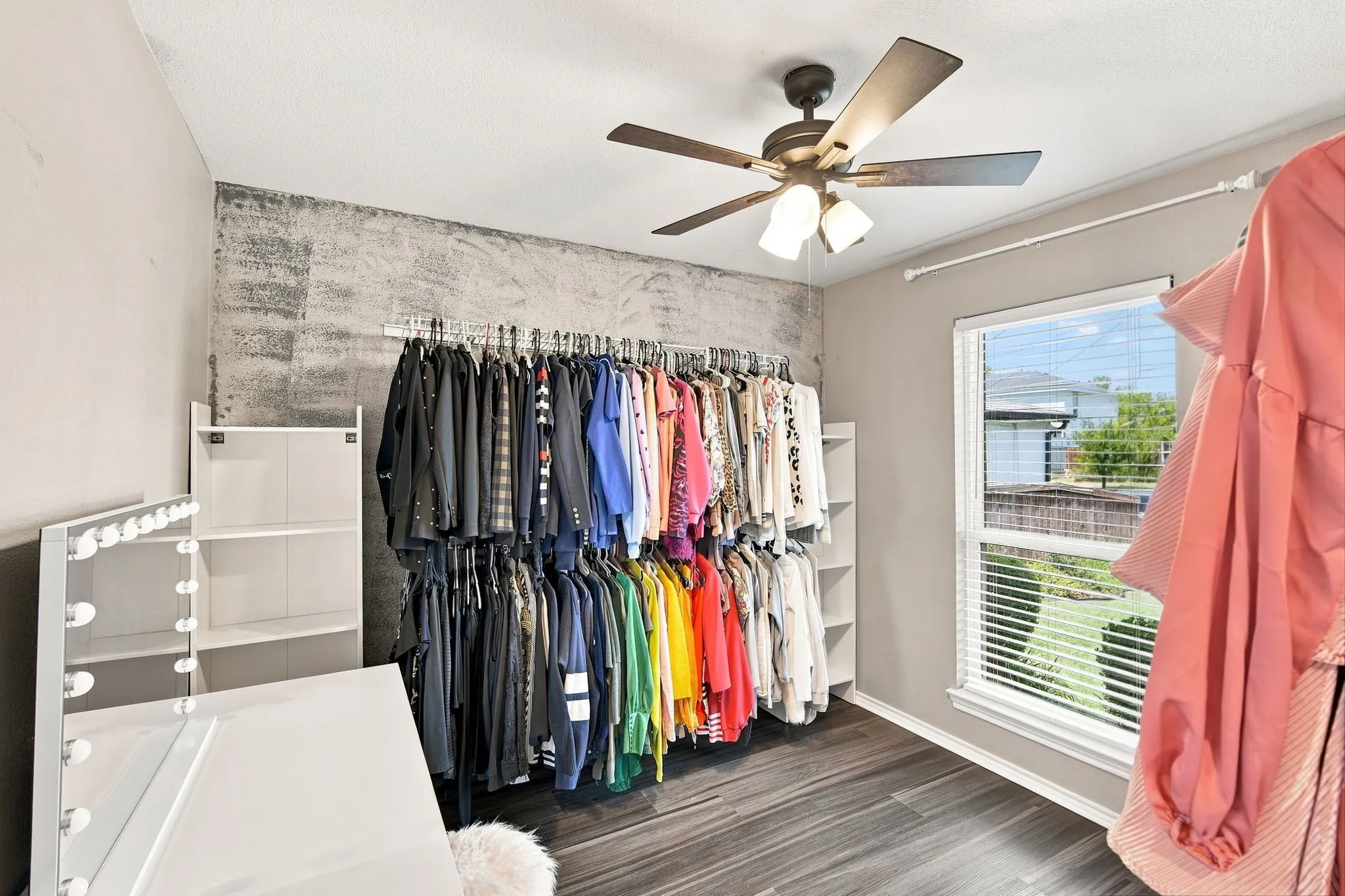 A full bedroom styled as a dressing room, showing how easily the space can flex to your needs