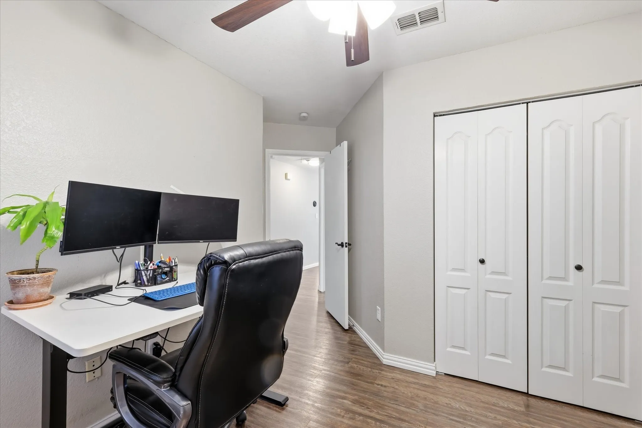 Bedroom #2 being used as an office flex space.