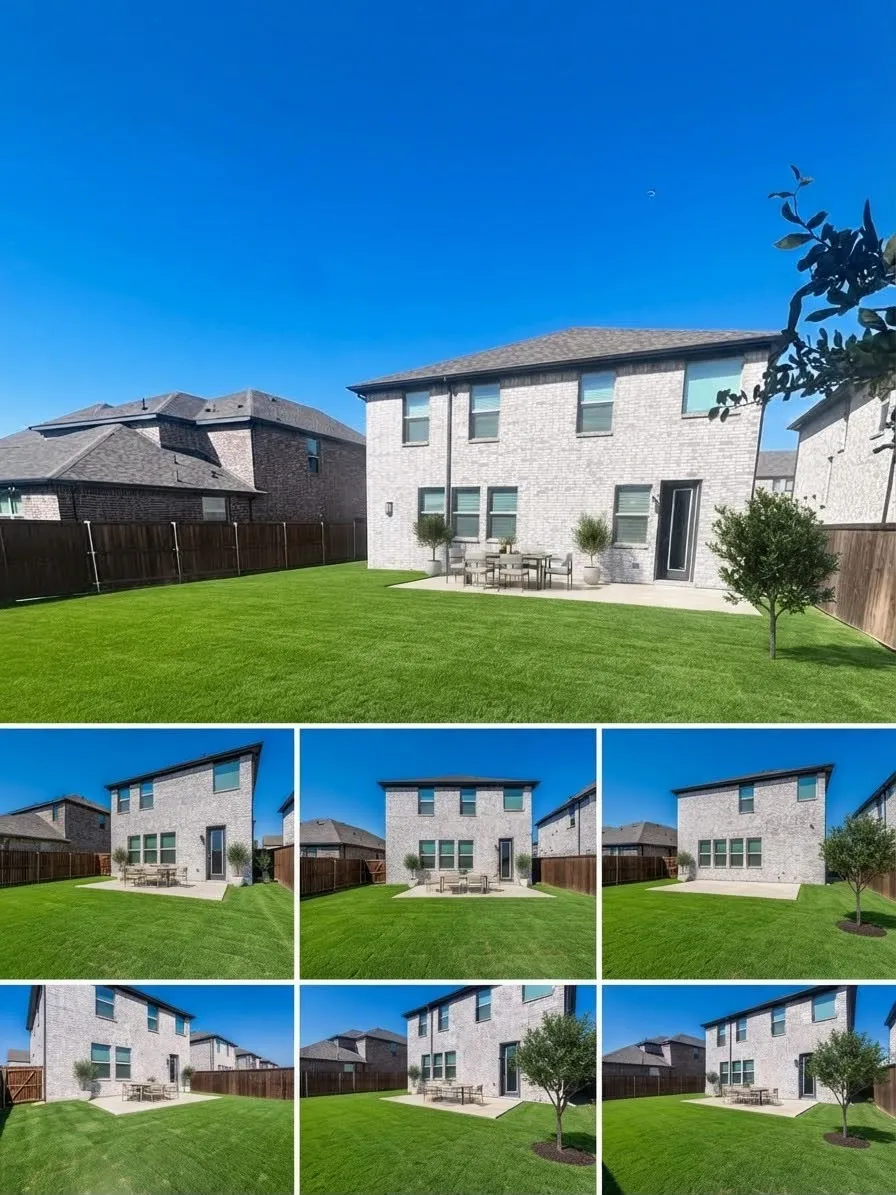 Property Listing Photographs. Presenting multiple exterior perspectives of the property's rear elevation and grounds