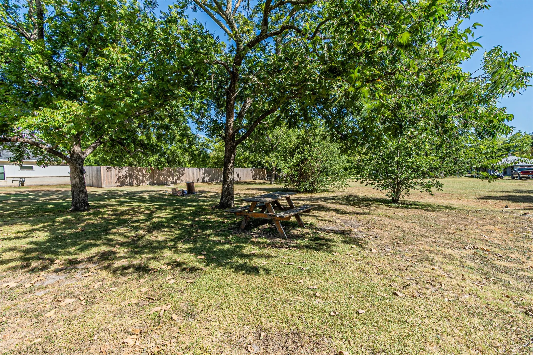 Beautiful corner lot with mature pecan trees.