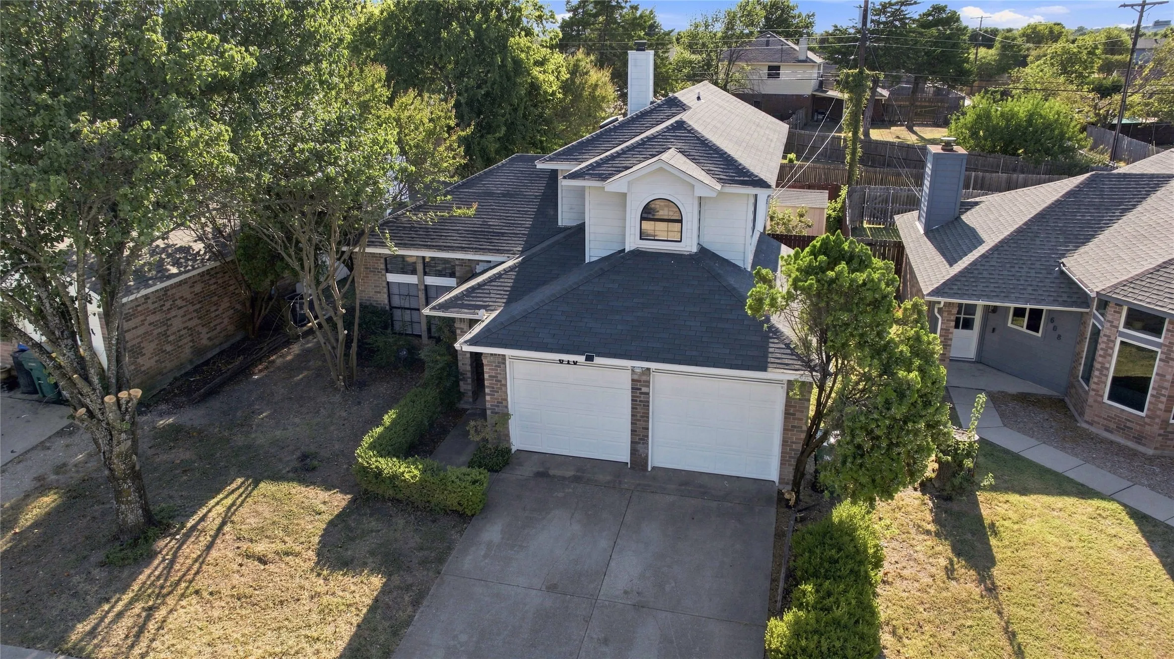 Aerial view featuring front of structure.