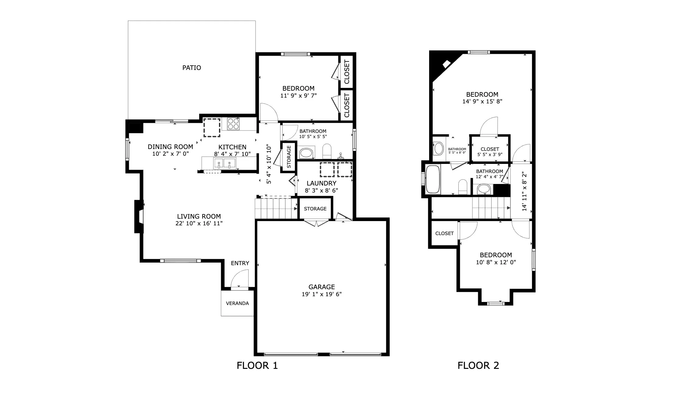 Level 1 and 2 - Detailed floor plan.