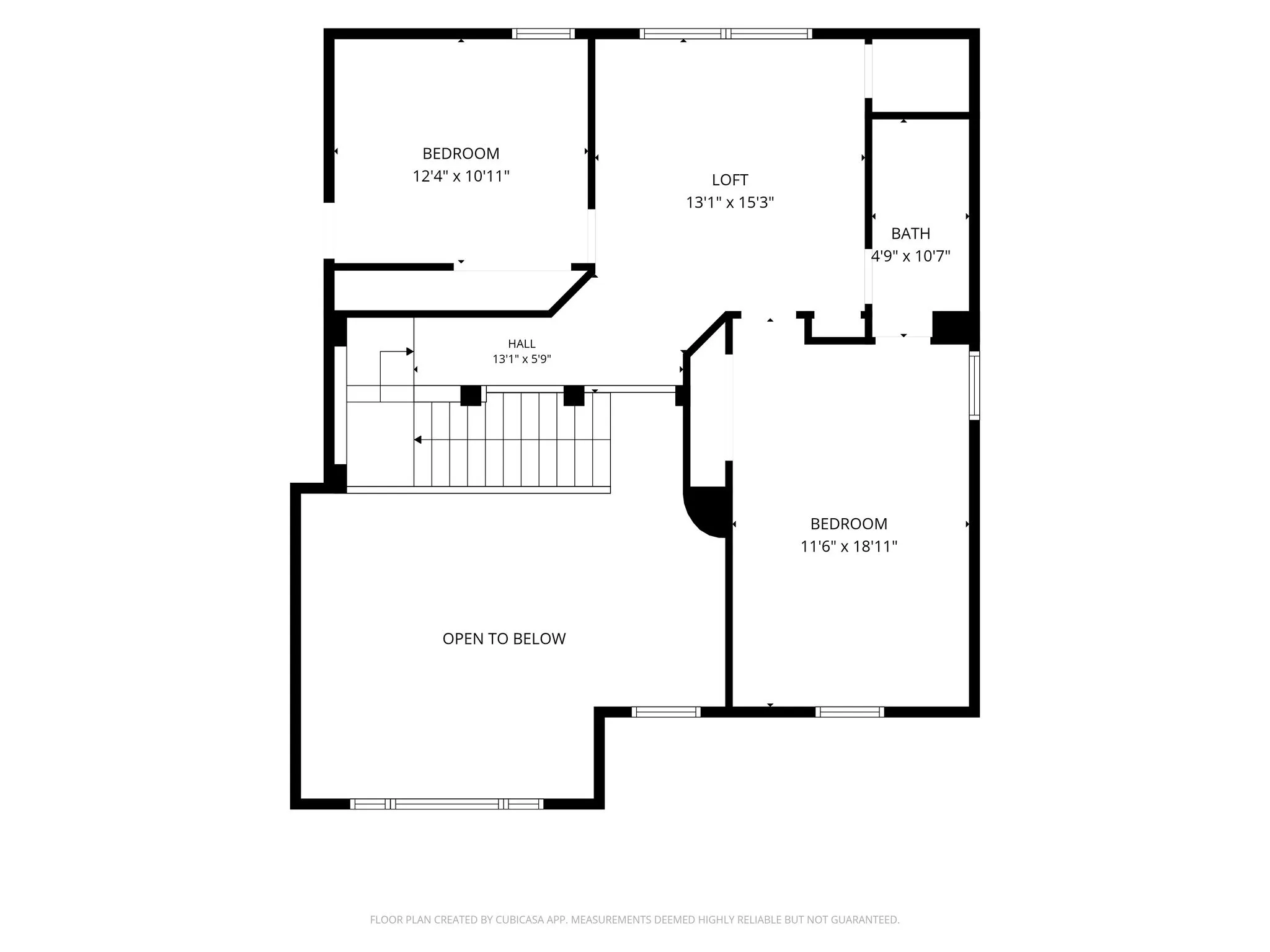 2nd level Floor plan with room measurements