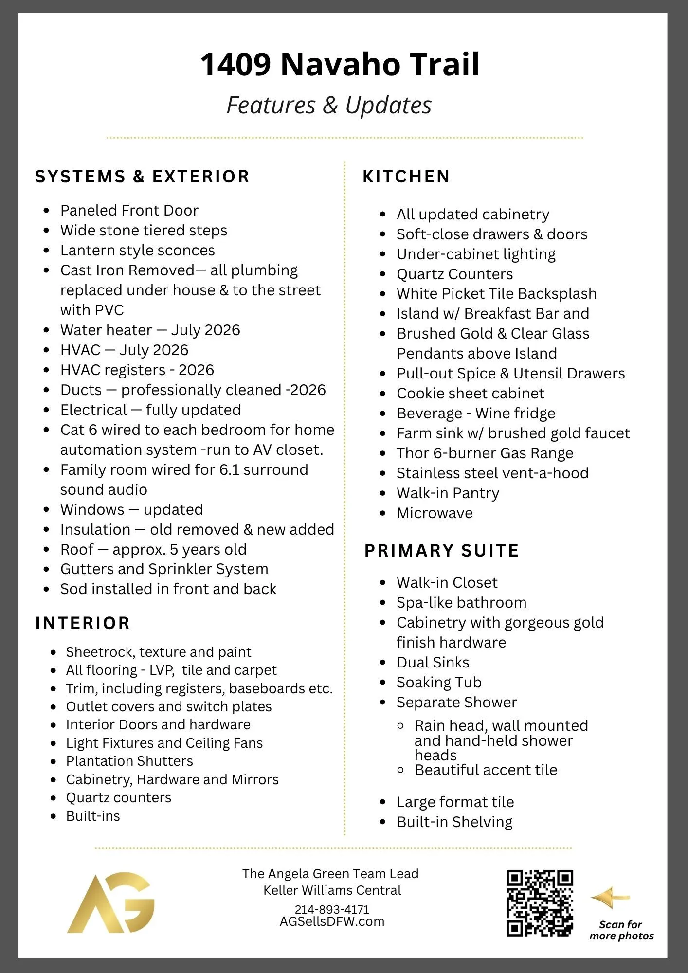 Features and Update Sheet
