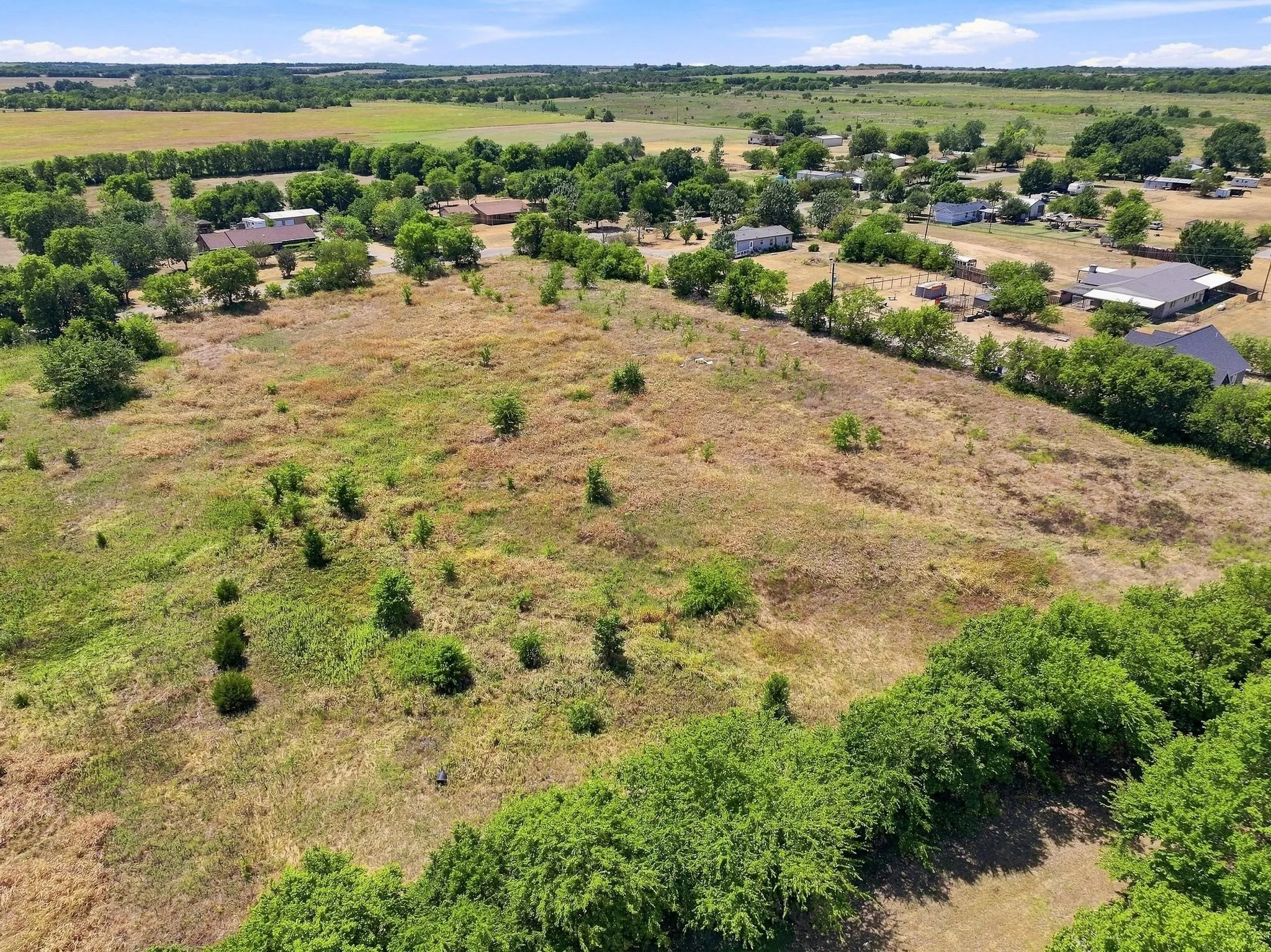 Expansive open land with scattered trees and natural vegetation
