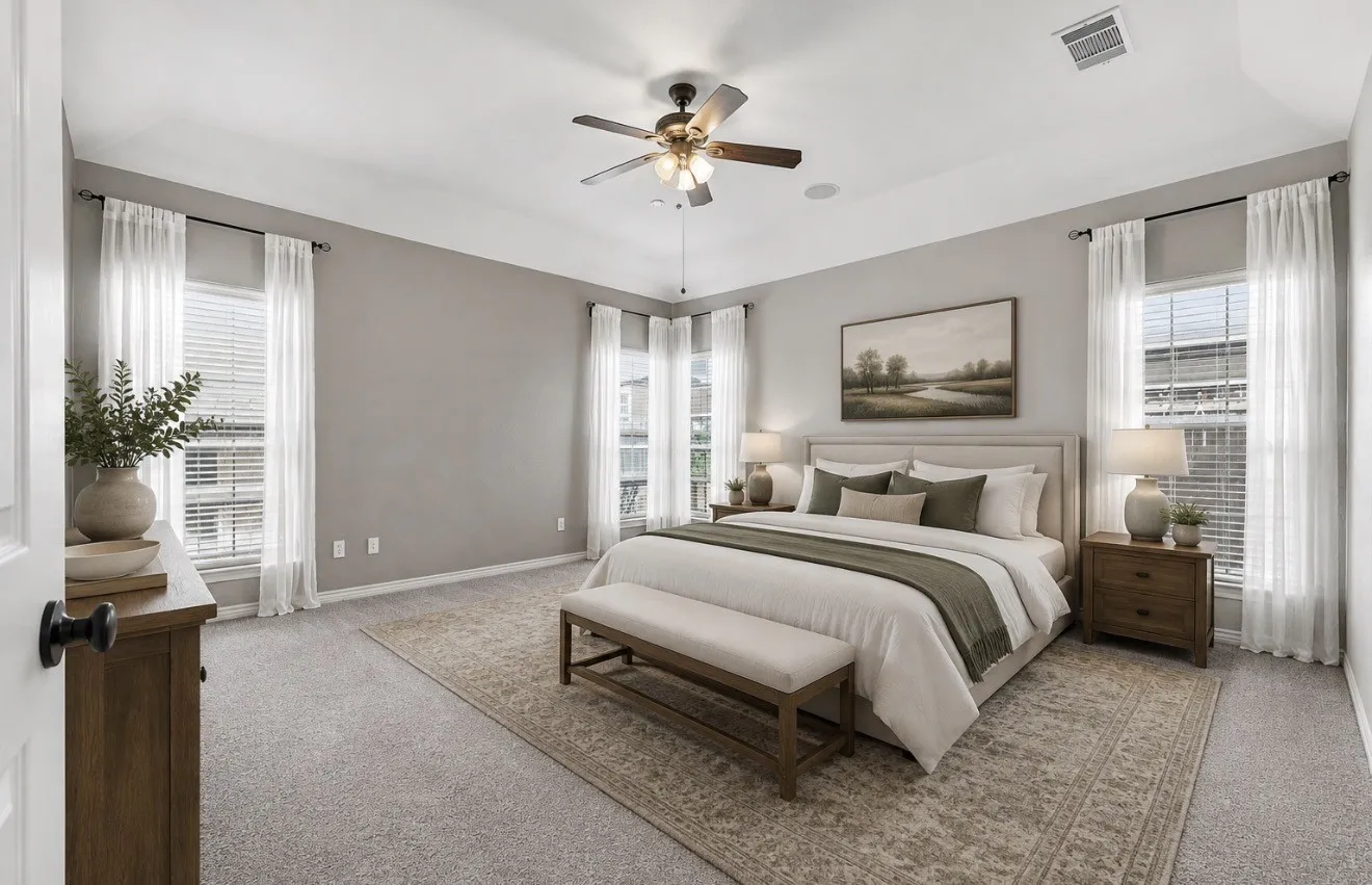 Primary Bedroom Virtually Staged With Furniture