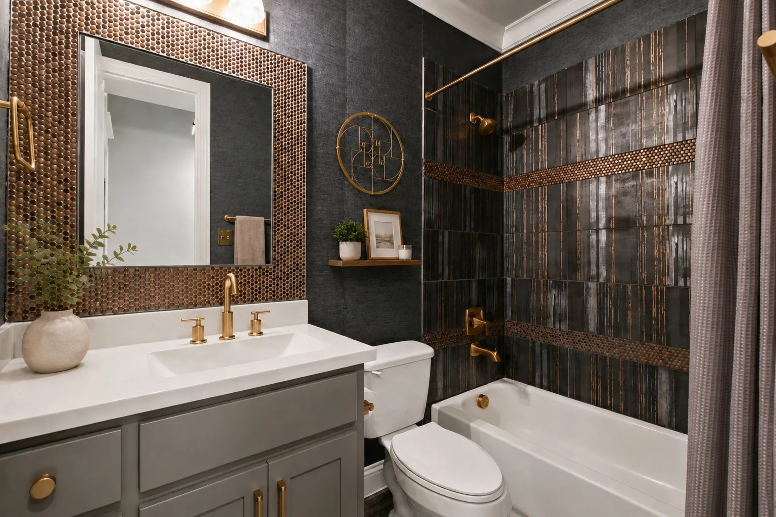 Incredible tile selection in guest bathroom!