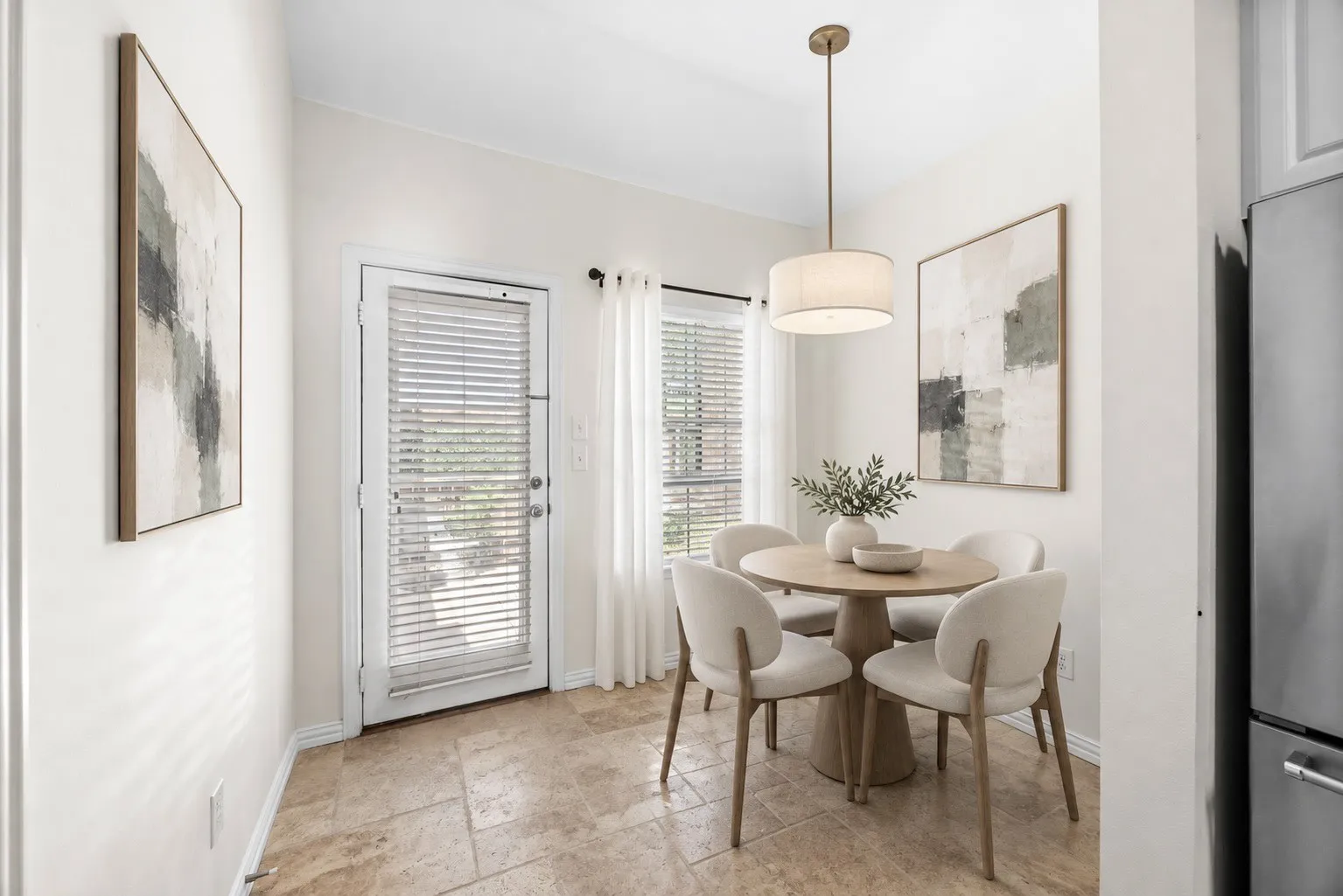 Virtually staged to illustrate an optional furniture arrangement & contemporary decor style