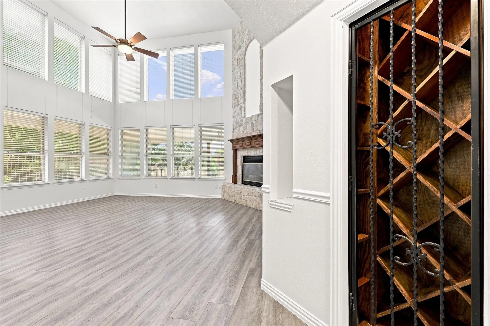 Built in wine rack under the stairs