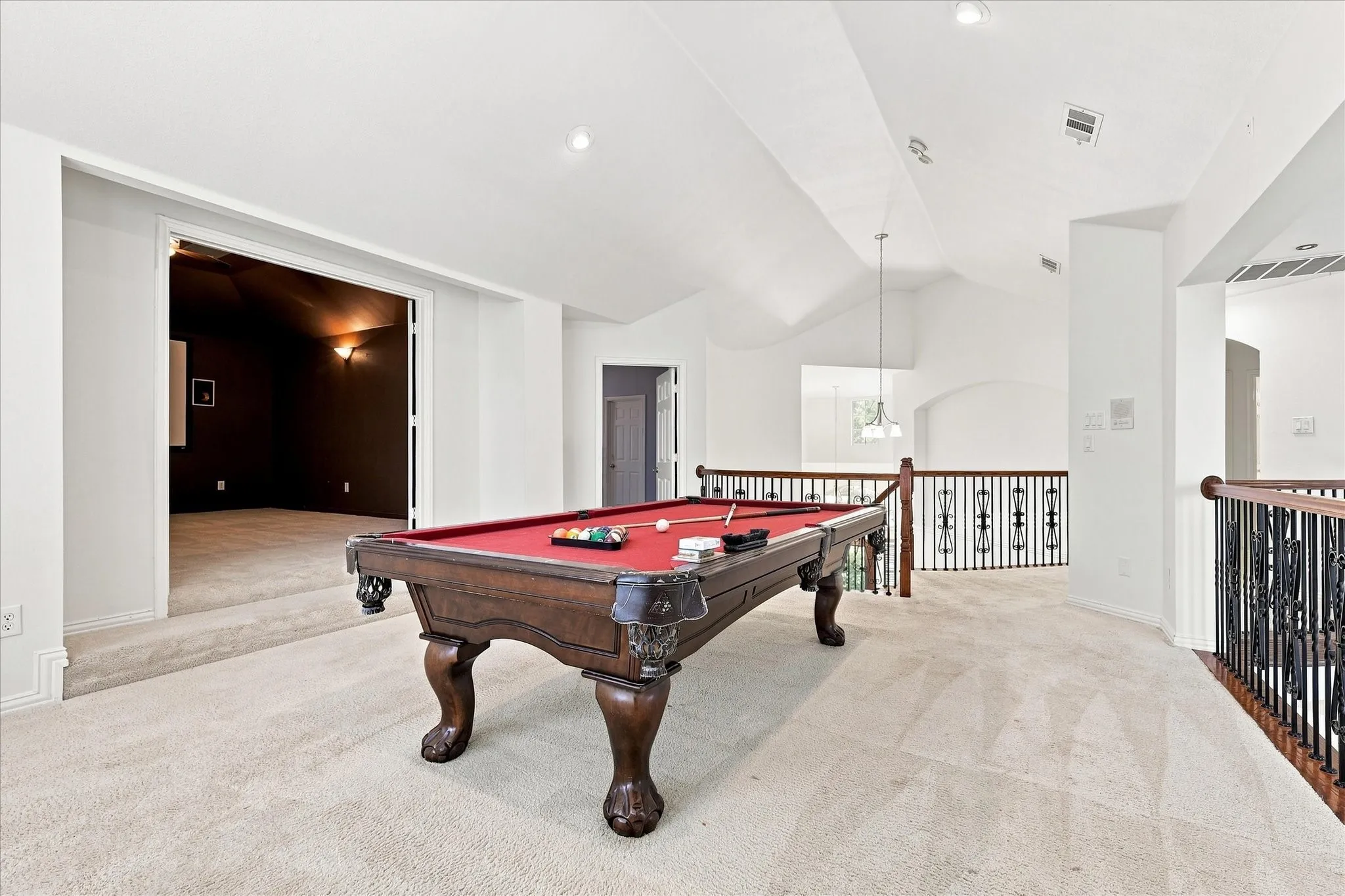 Game room with pool table to convey